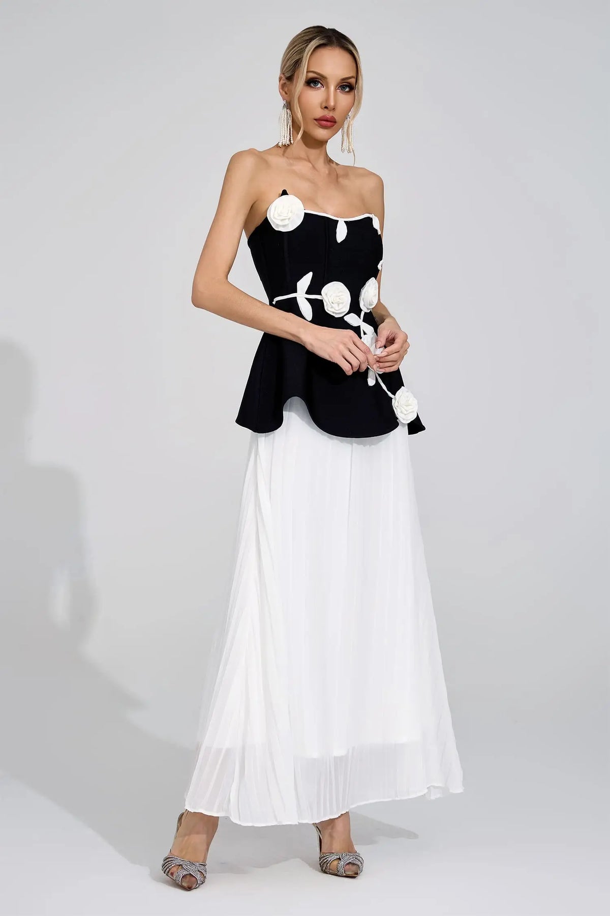 Delilah Black White Floral Maxi Dress