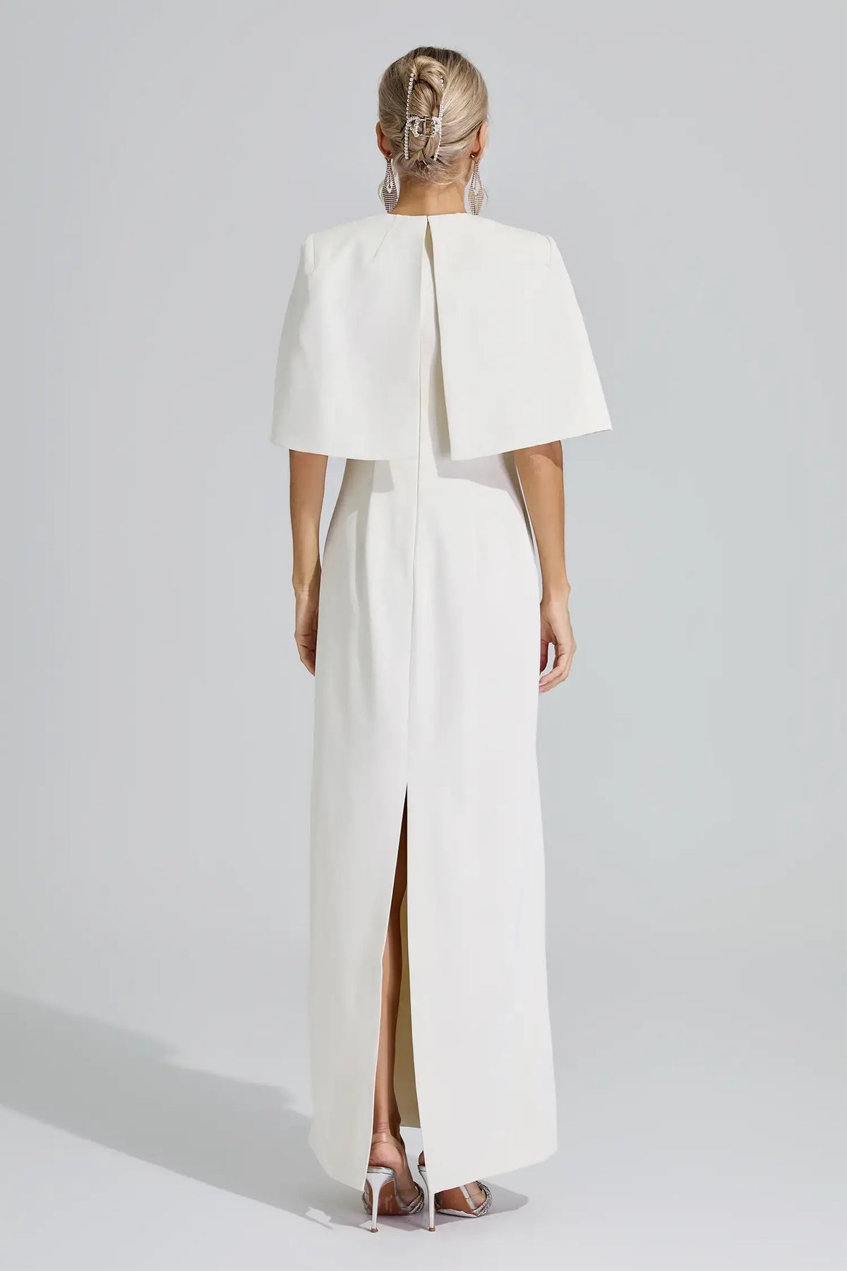 Zephyra Cape Sleeve Beaded Maxi Dress