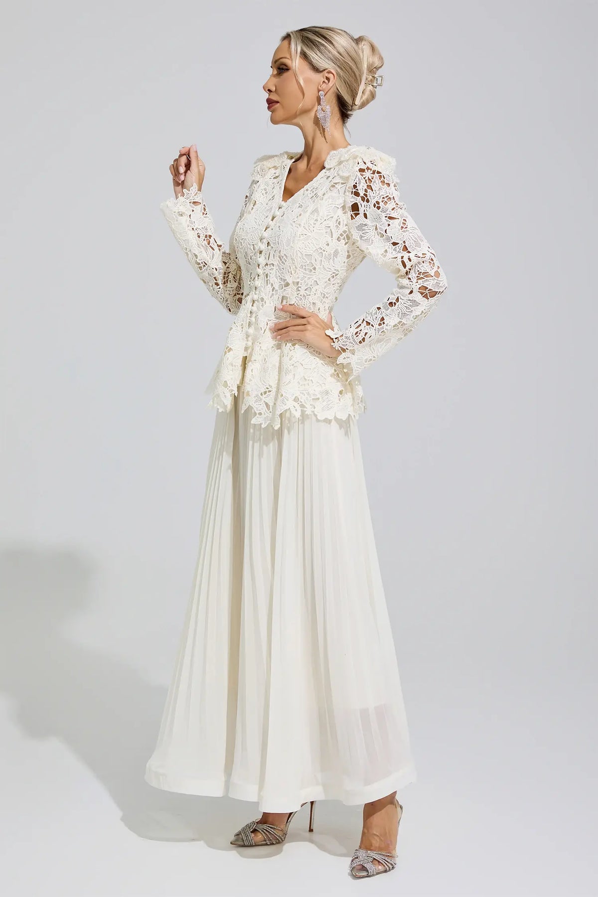 Christine White Lace Two Piece Set