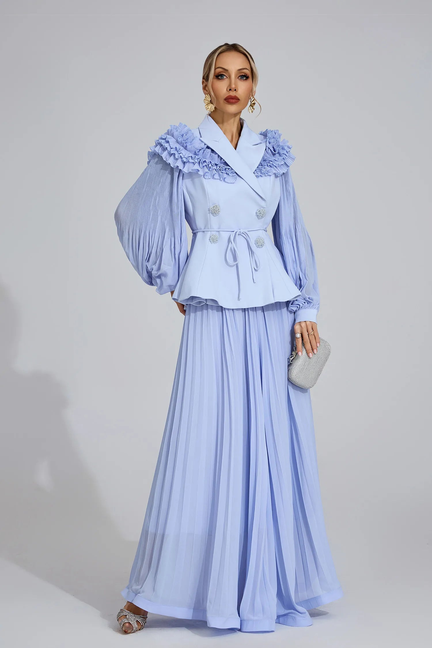 Serafielle Light Blue Flounce Two-Piece Set