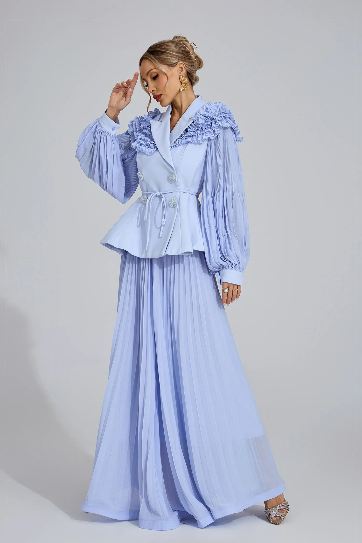 Serafielle Light Blue Flounce Two-Piece Set