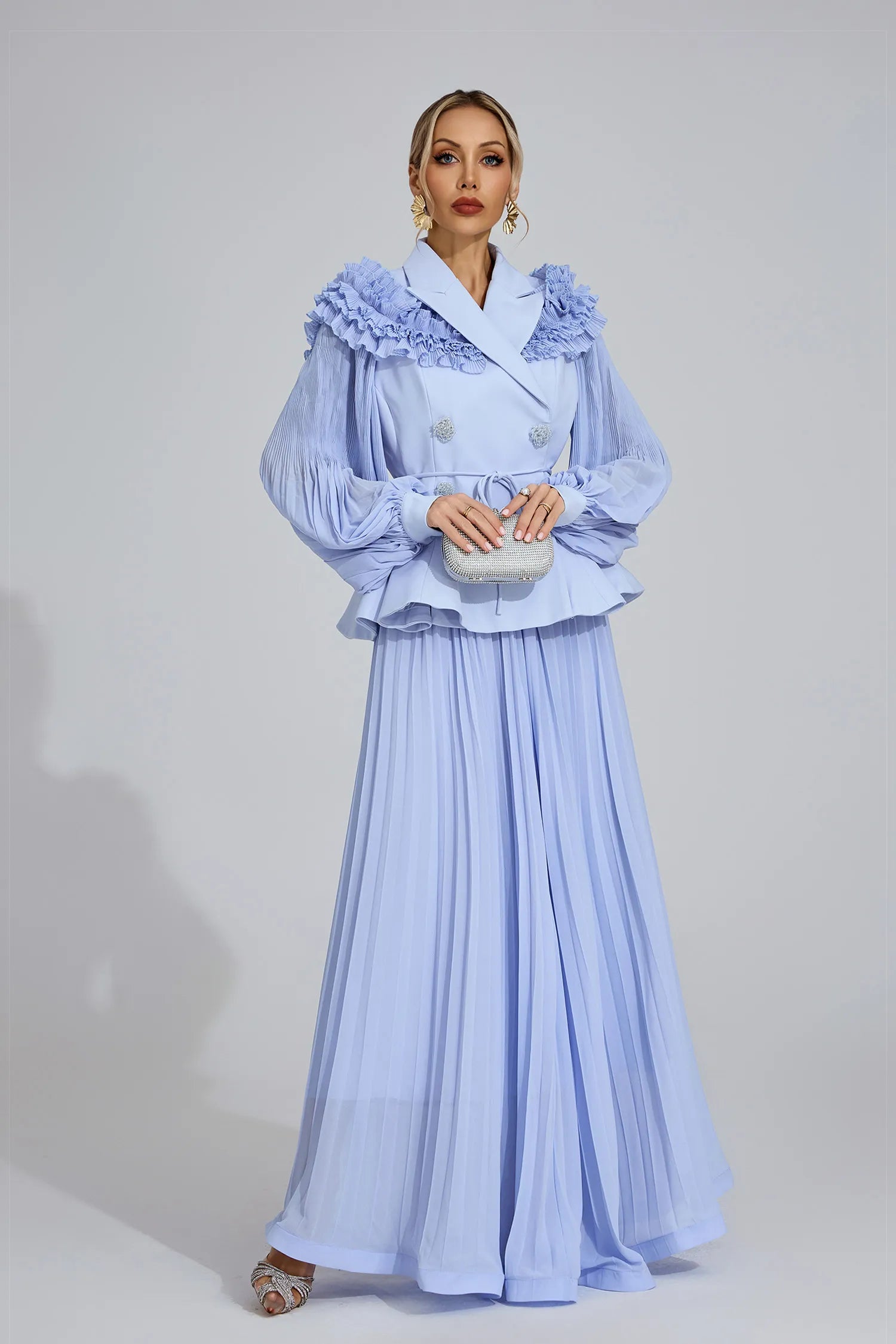 Serafielle Light Blue Flounce Two-Piece Set