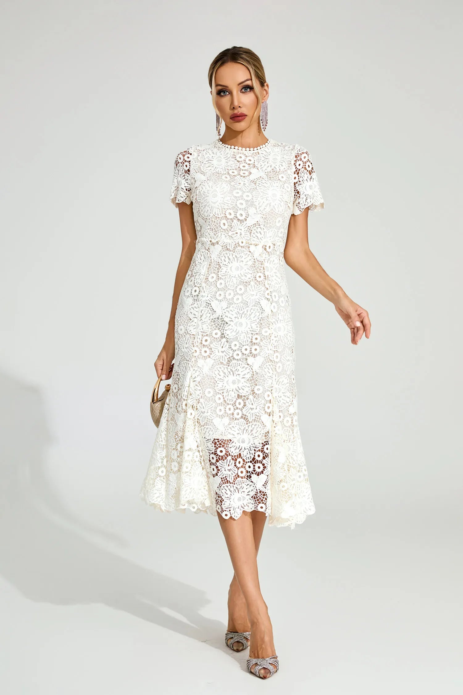 Erica White Lace Mermaid Midi Dress