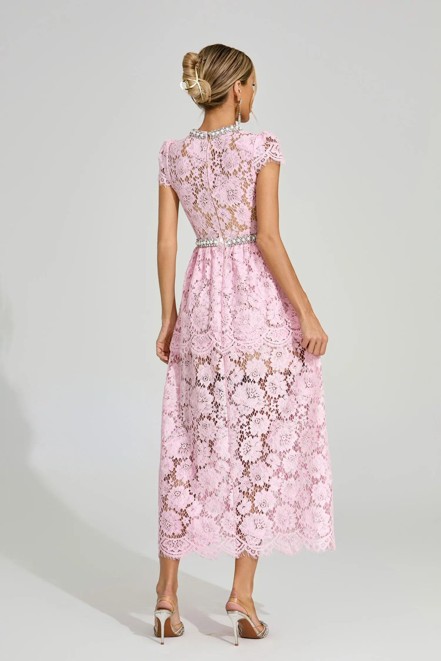 Lucia Pink Lace Maxi Dress