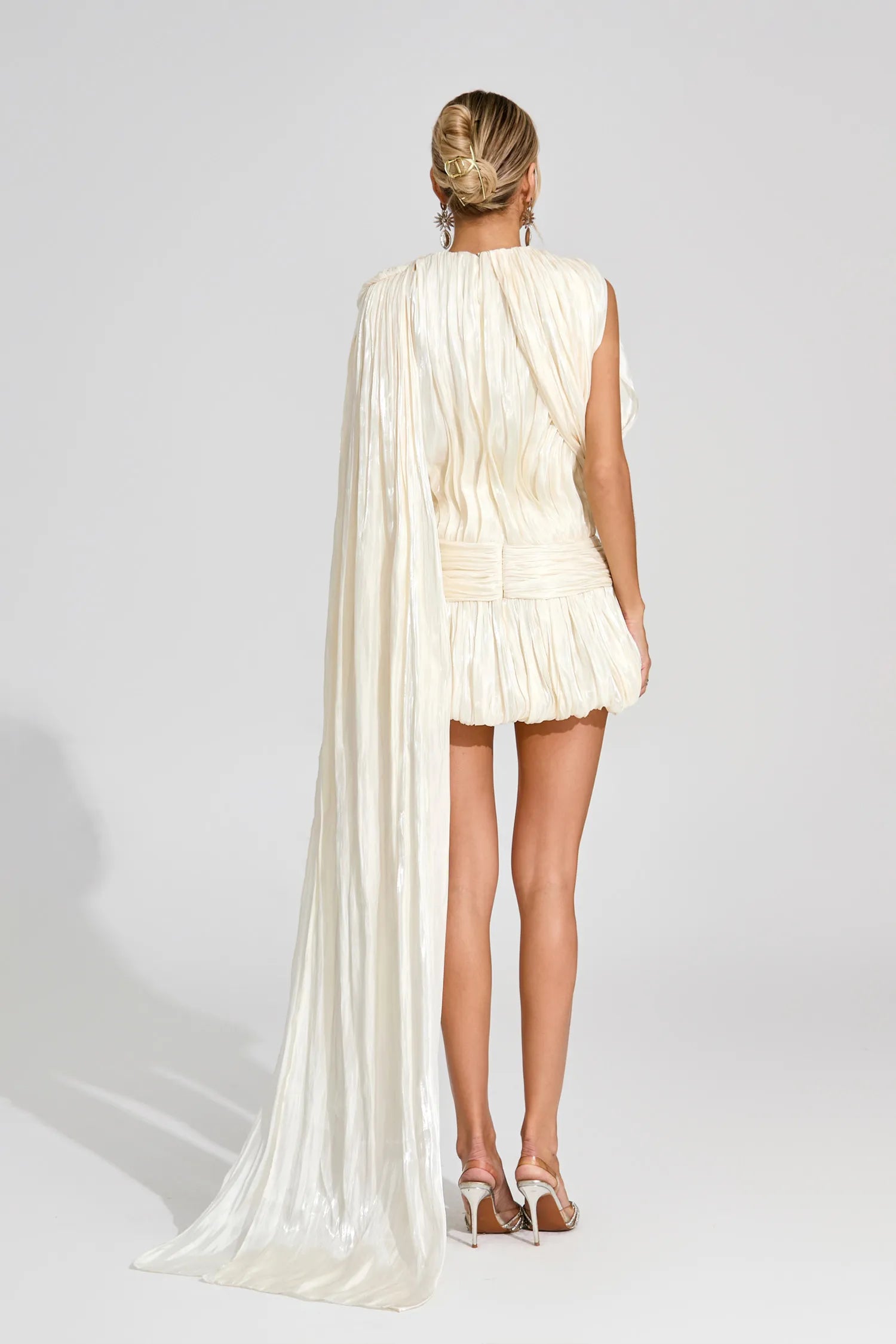 Emily Apricot Draped Mini Dress