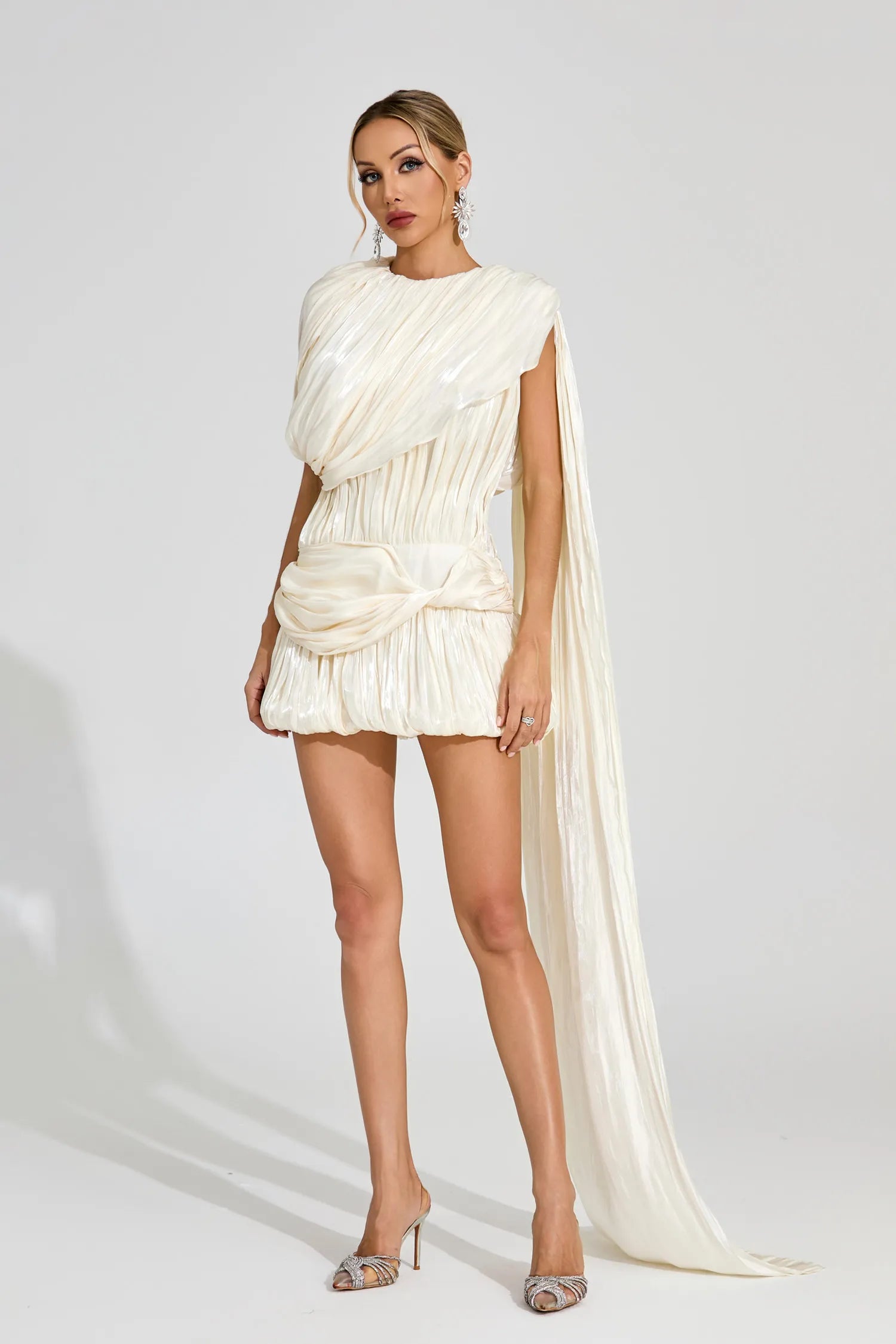 Emily Apricot Draped Mini Dress