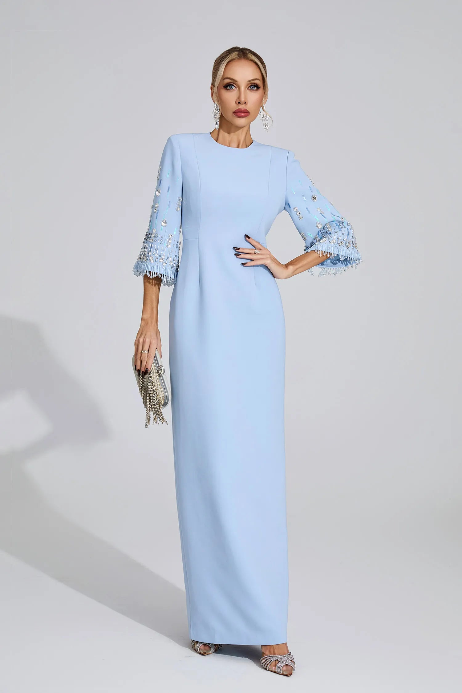 Kavya Light Blue Diamond Maxi Dress