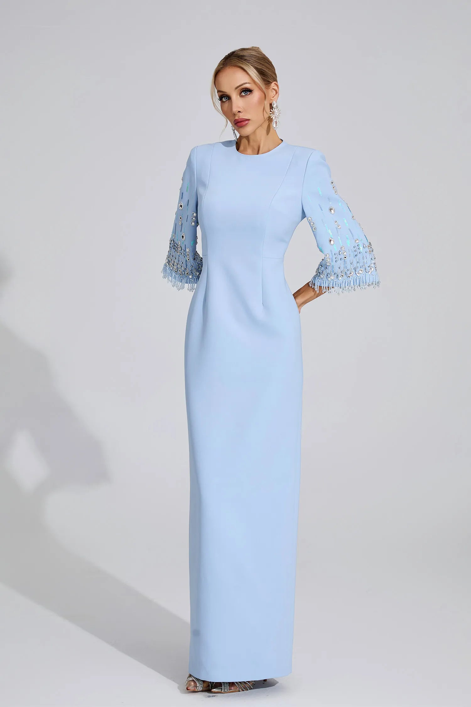 Kavya Light Blue Diamond Maxi Dress