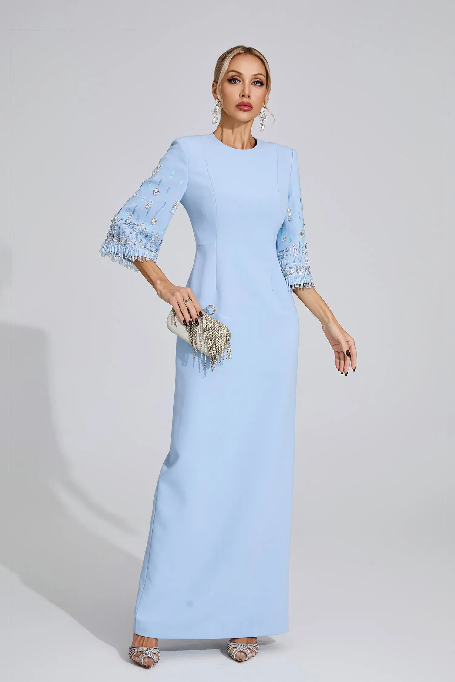Kavya Light Blue Diamond Maxi Dress
