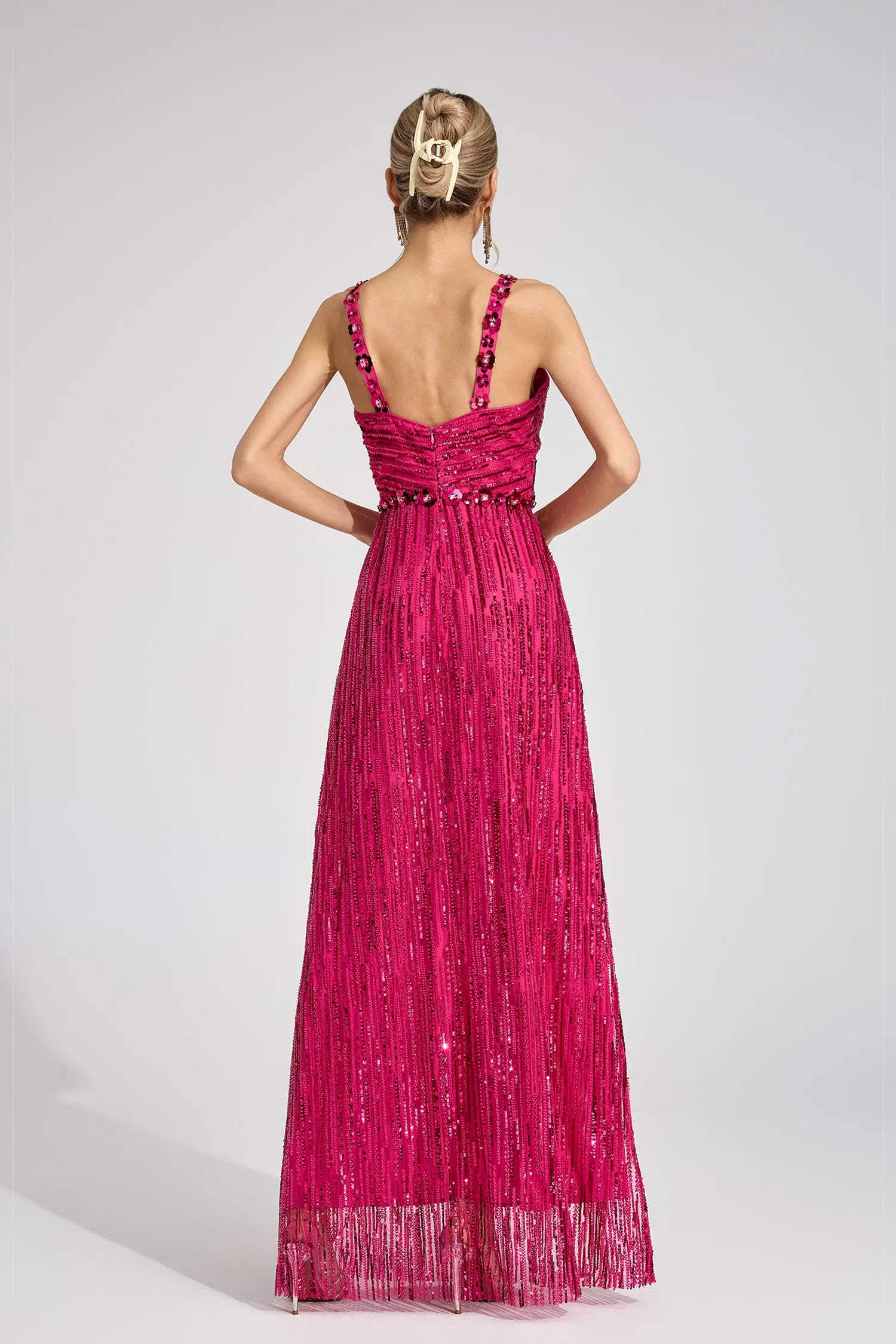 Solivane Pink Sequin Maxi Dress
