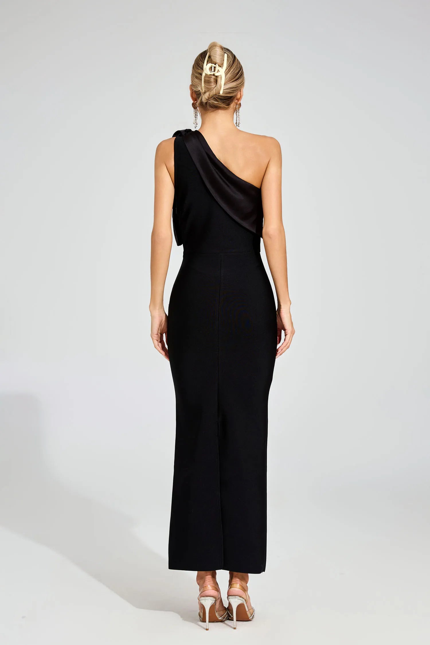 Sally Black Bandage One Shoulder Maxi Dress