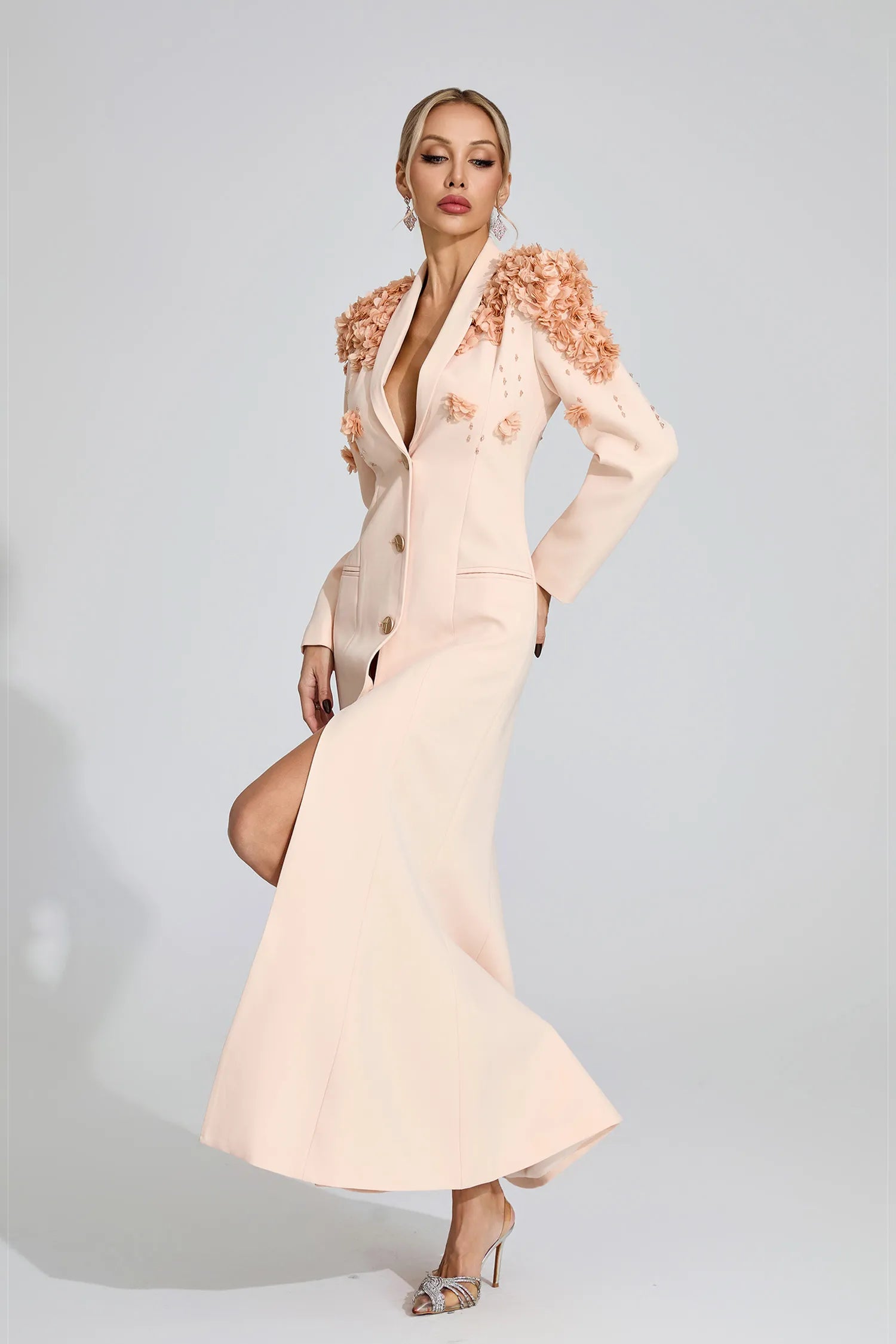 Amiel Beige Floral Maxi Dress