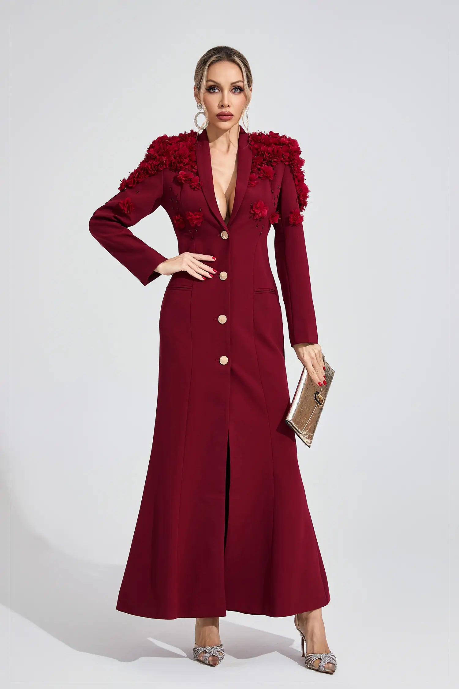 Amiel Red Floral Maxi Dress