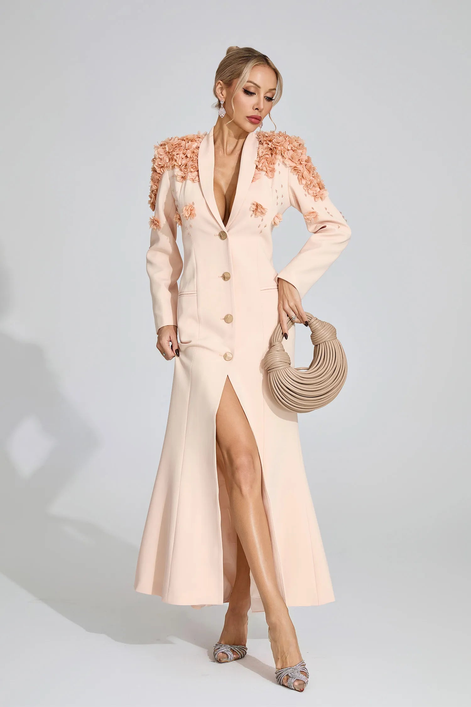 Amiel Beige Floral Maxi Dress