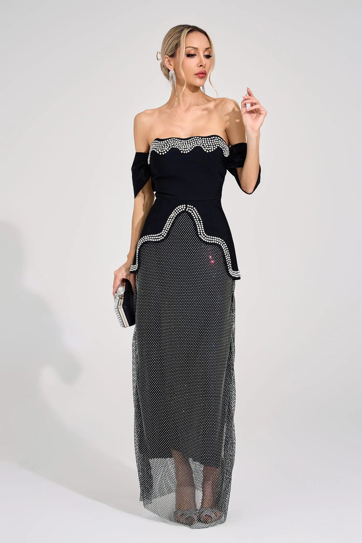 Aquarelle Black Crystal Mesh Set