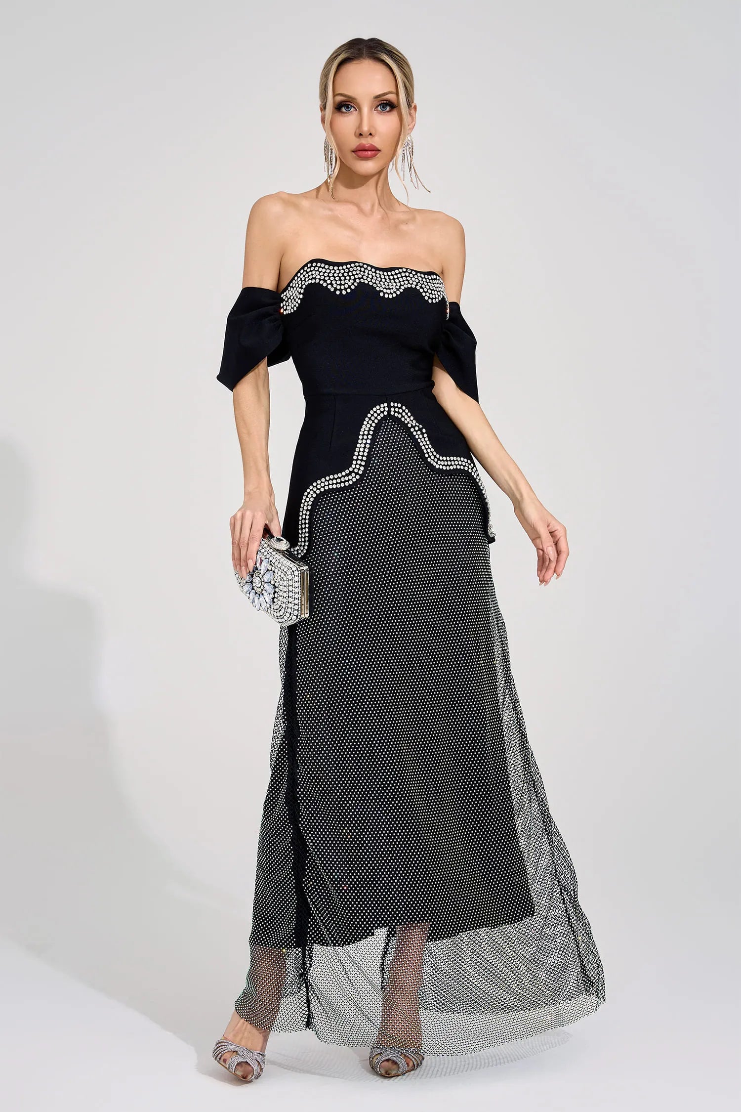 Aquarelle Black Crystal Mesh Set