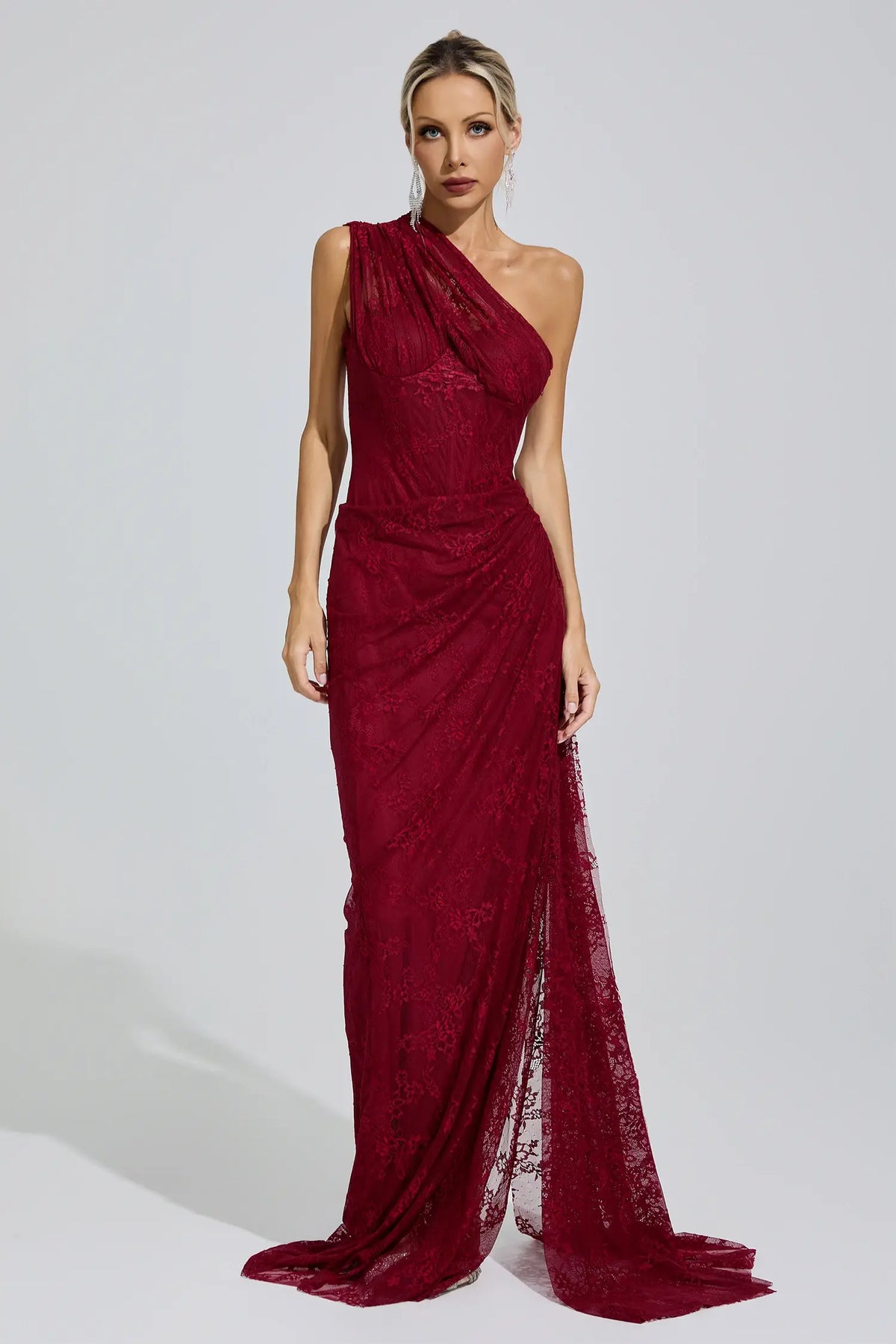 Yvaine Red One-Shoulder Maxi Dress