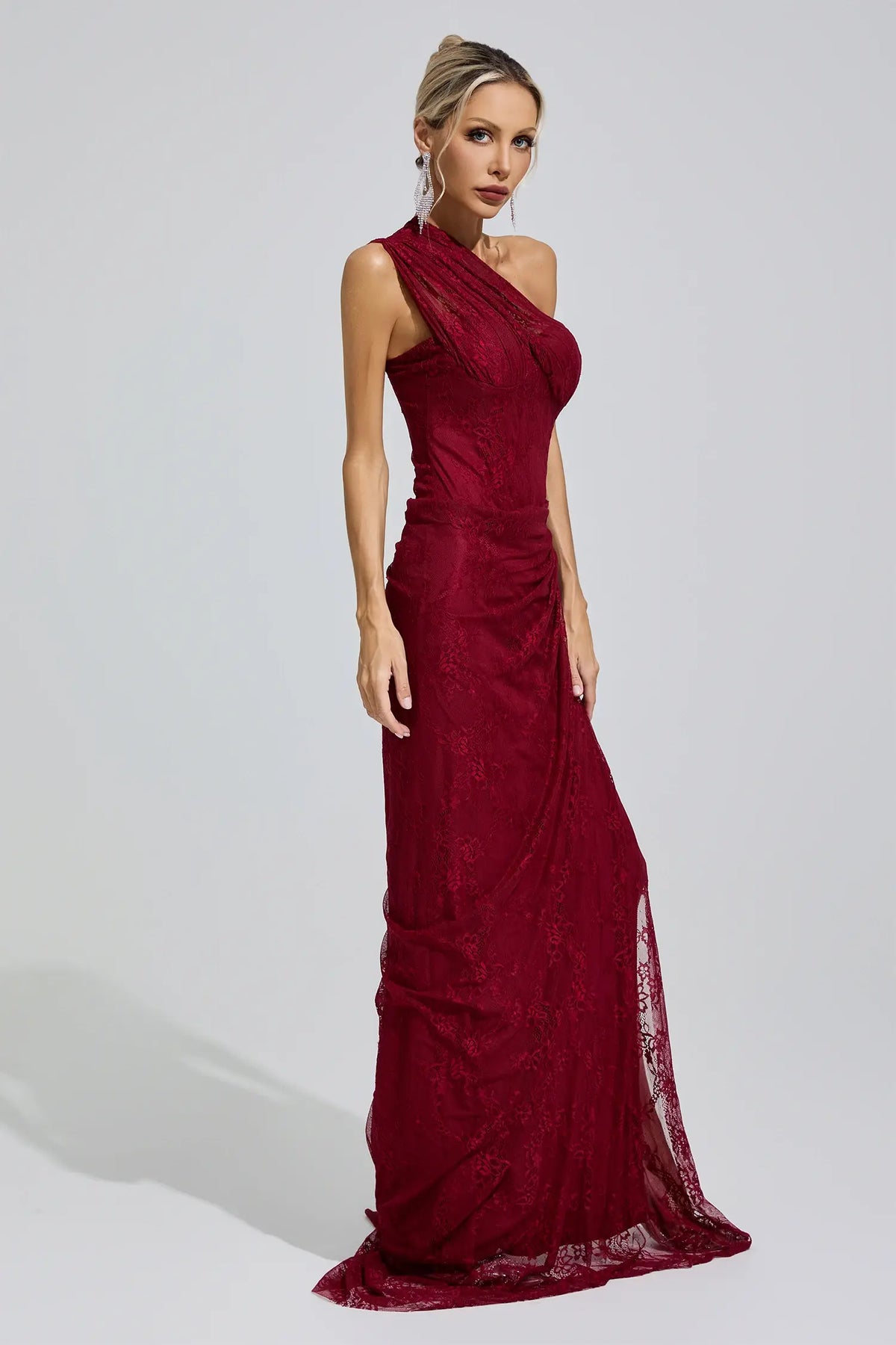 Yvaine Red One-Shoulder Maxi Dress
