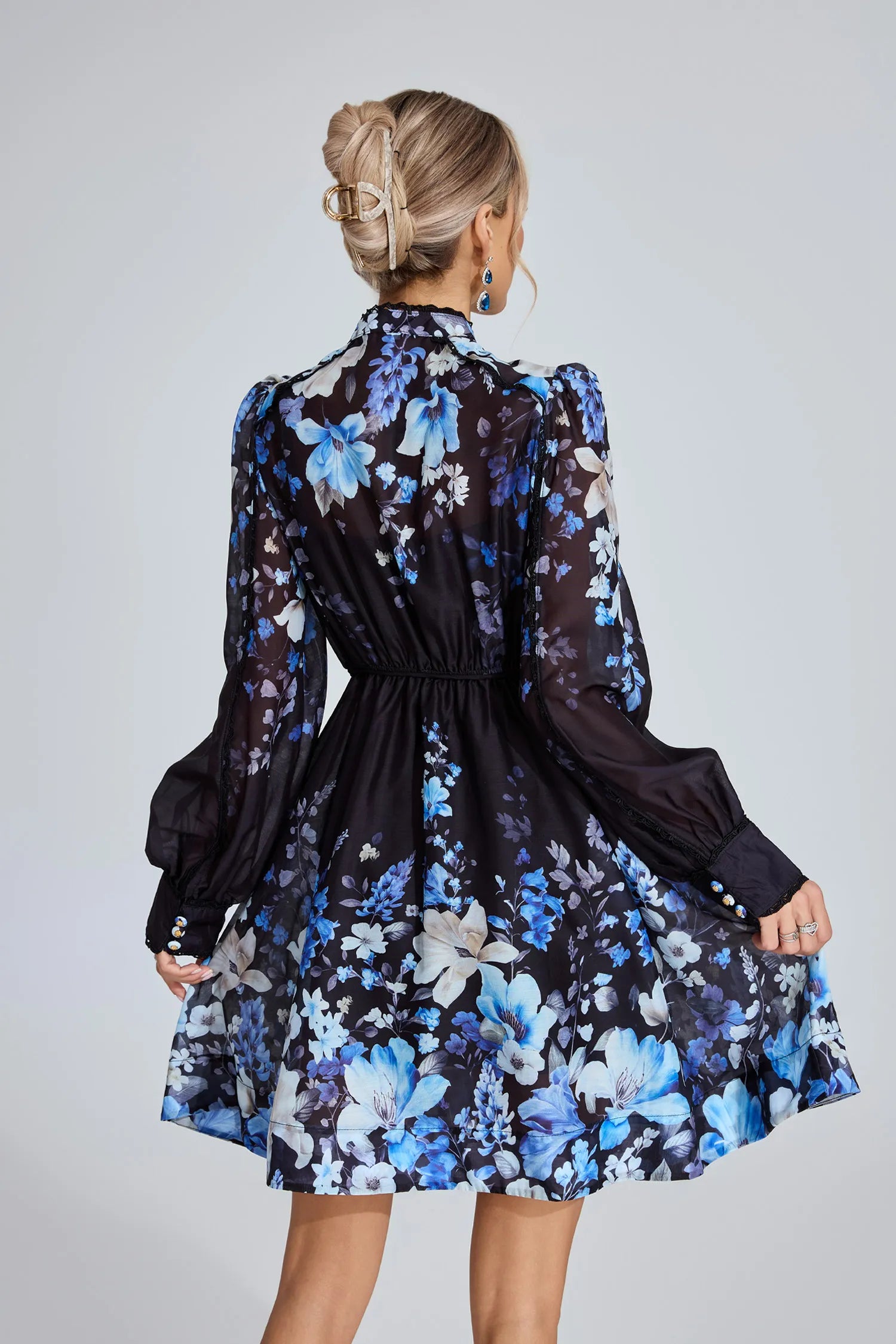 Mandy Black Floral Mini Dress