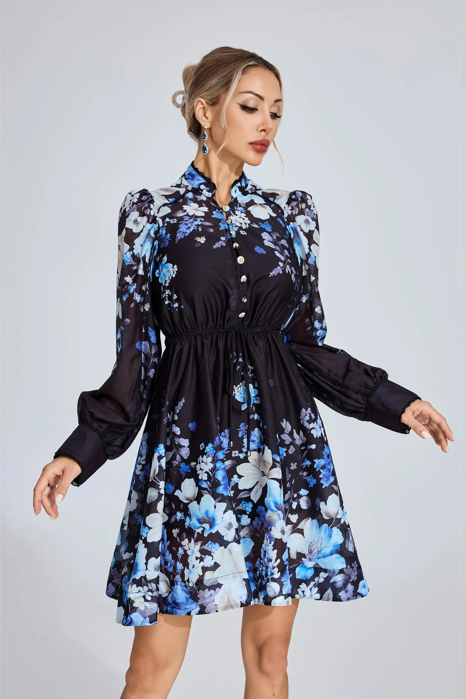 Mandy Black Floral Mini Dress