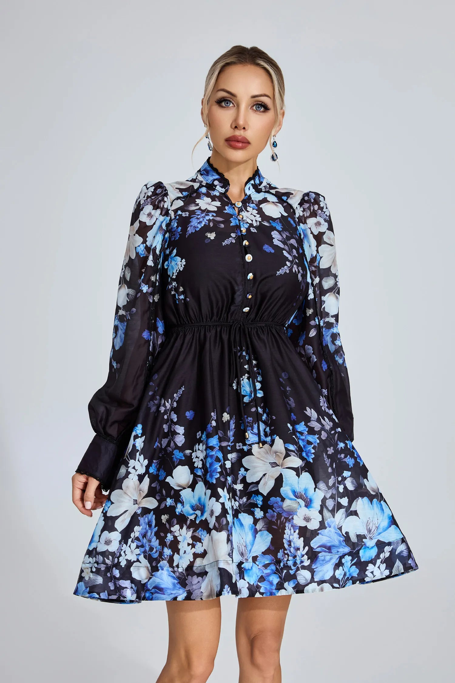 Mandy Black Floral Mini Dress