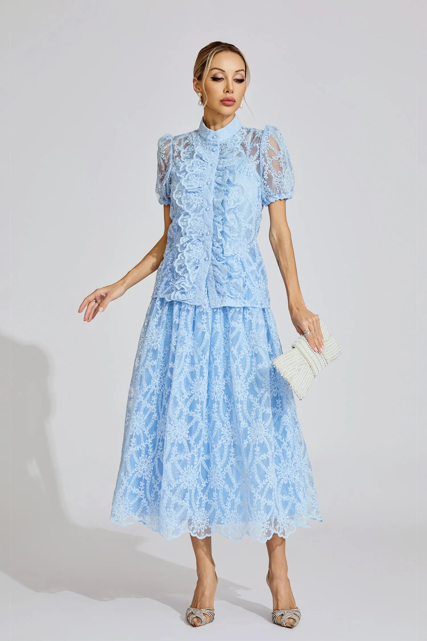 Caroline Blue Lace Two Piece Set