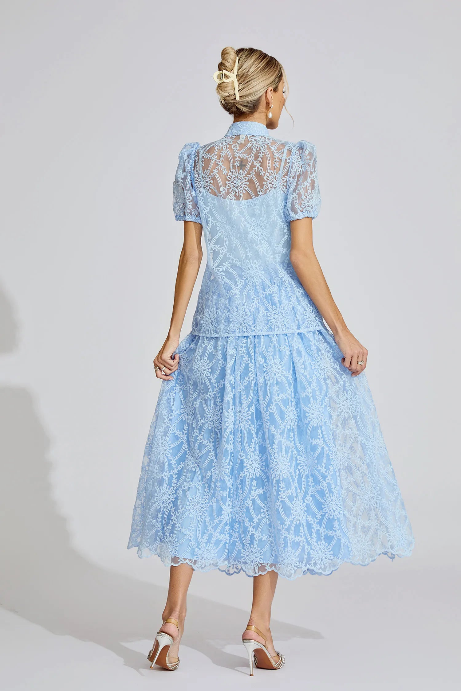 Caroline Blue Lace Two Piece Set