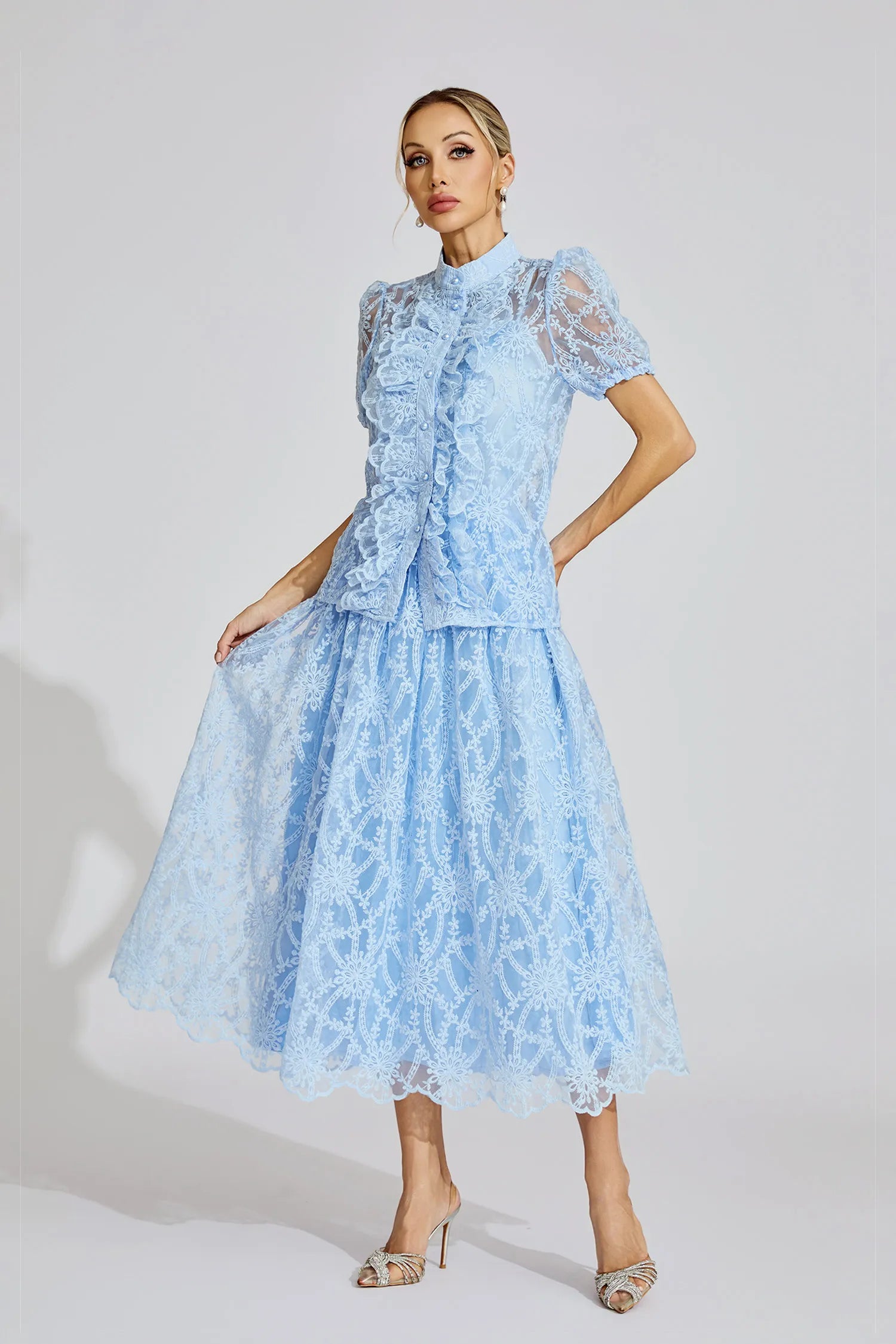 Caroline Blue Lace Two Piece Set