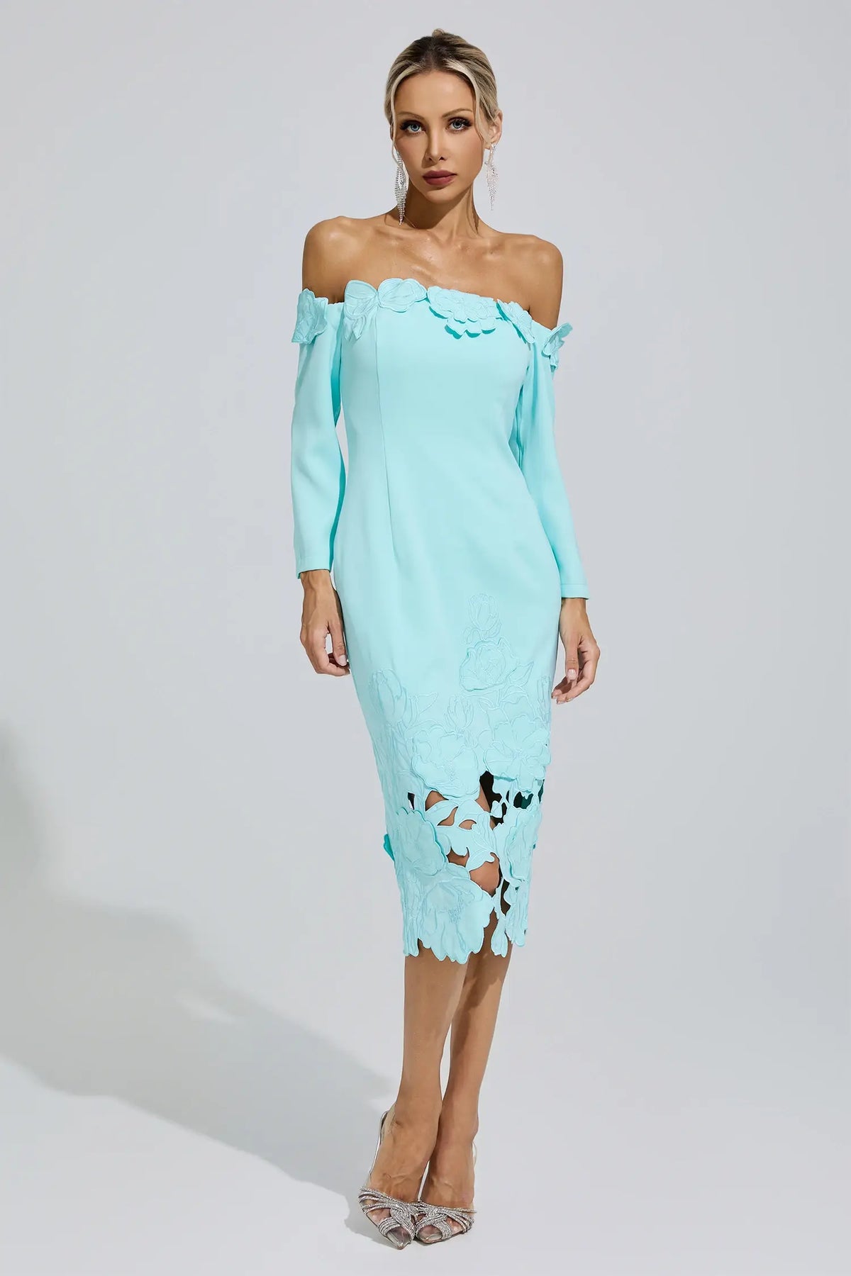 Victoria Off-Shoulder Embroidered Maxi Dress