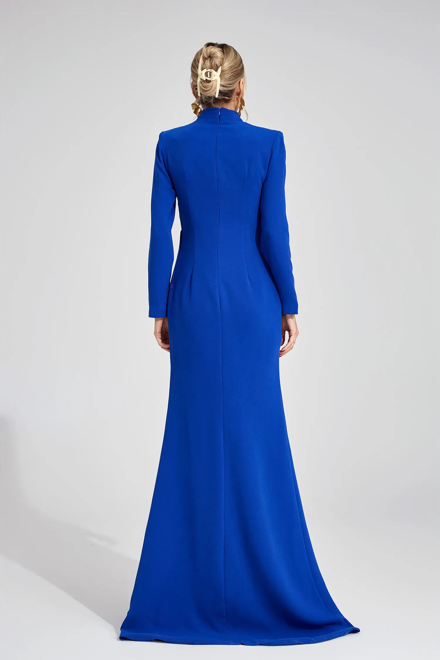 Renata Dark Blue Train Maxi Dress