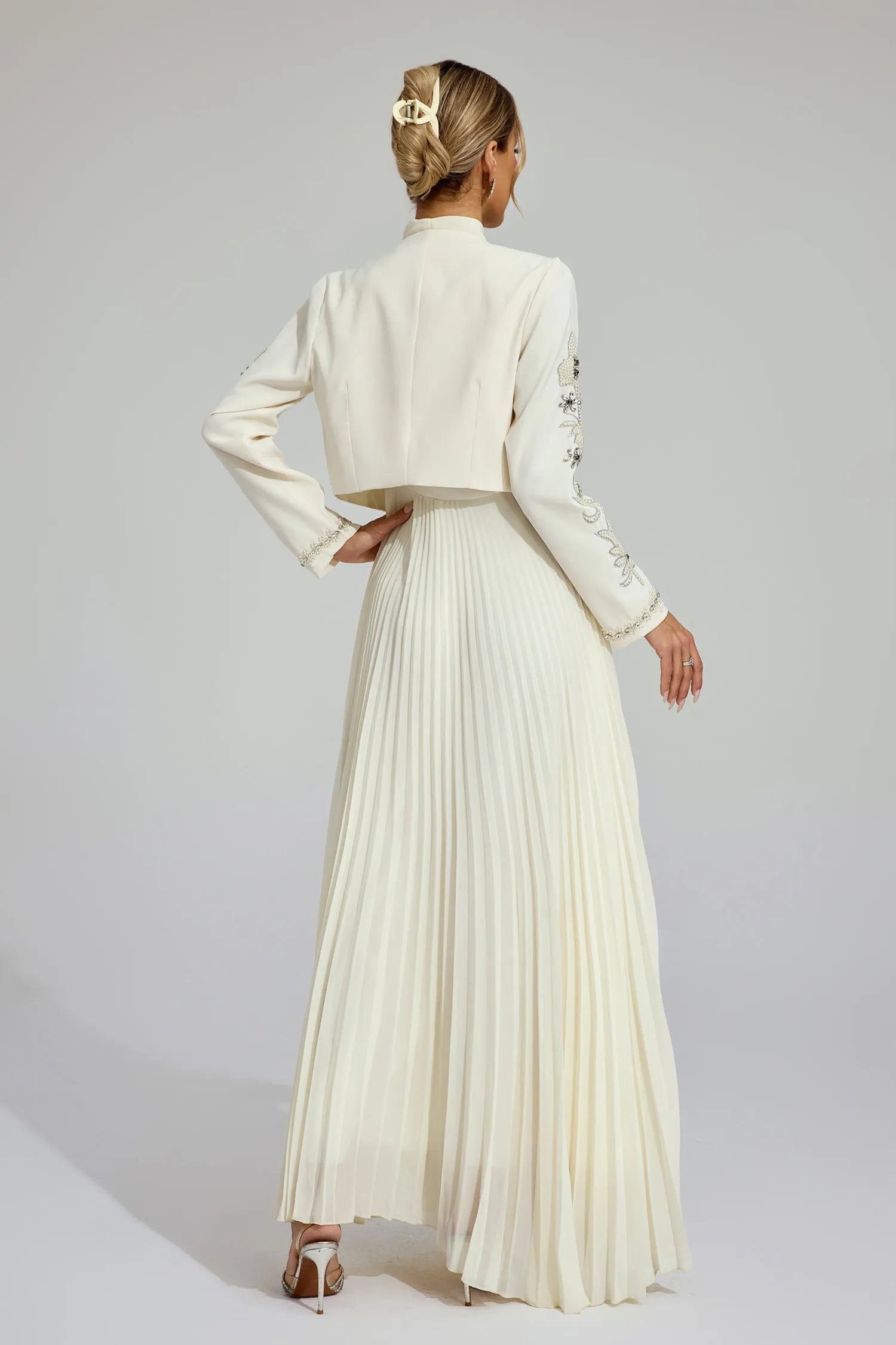 Vérène Embellished Pleated Gown Set