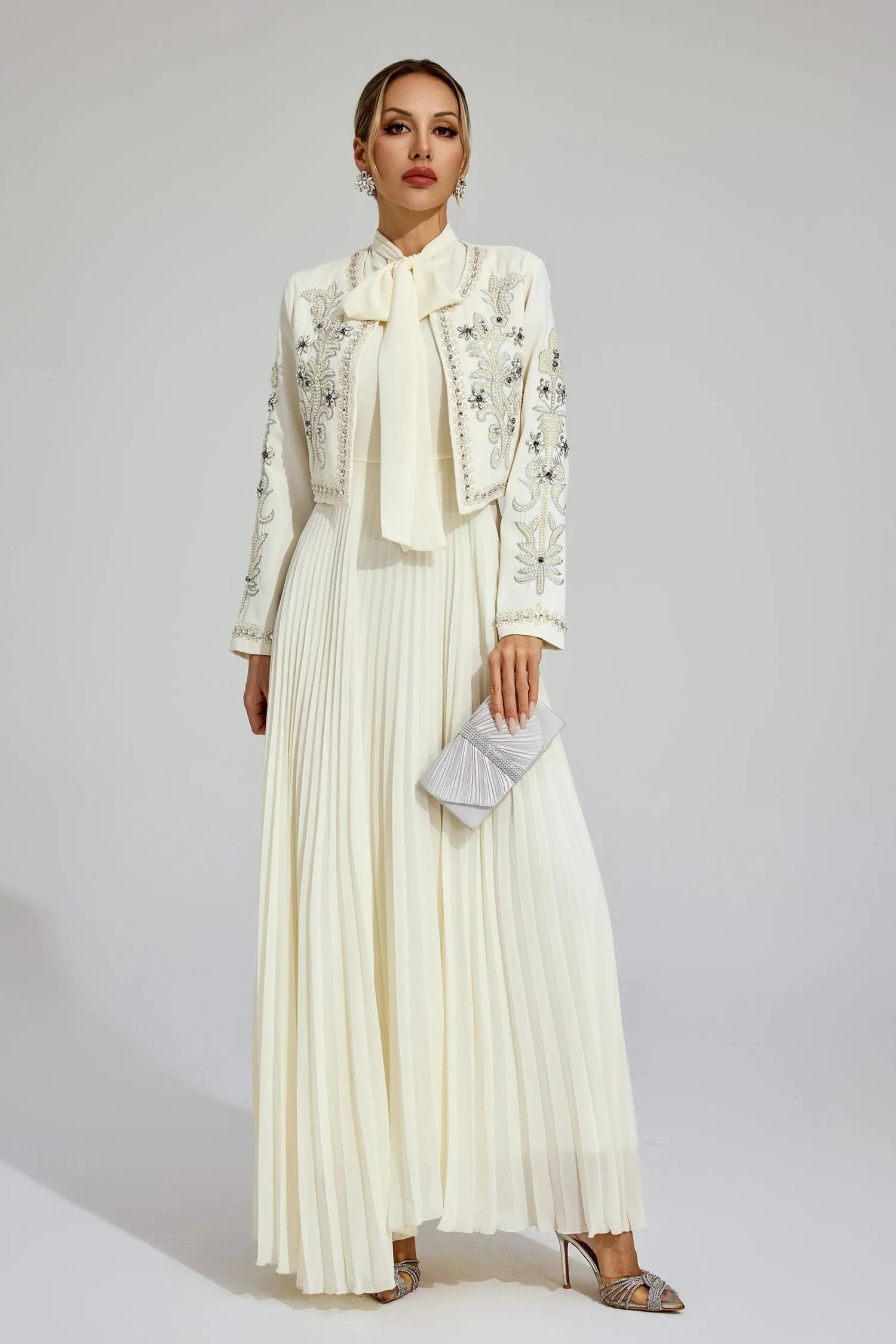 Vérène Embellished Pleated Gown Set