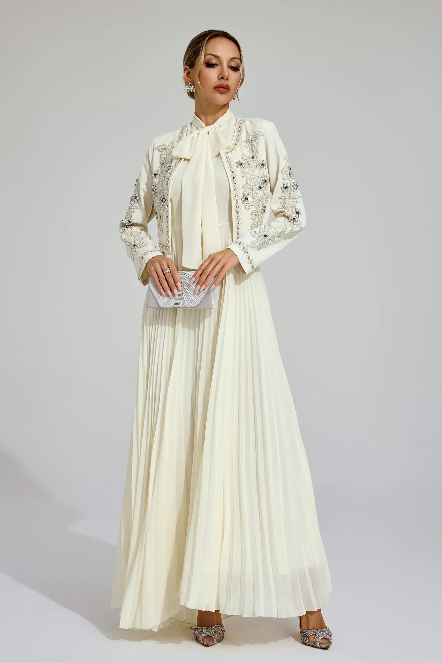 Vérène Embellished Pleated Gown Set