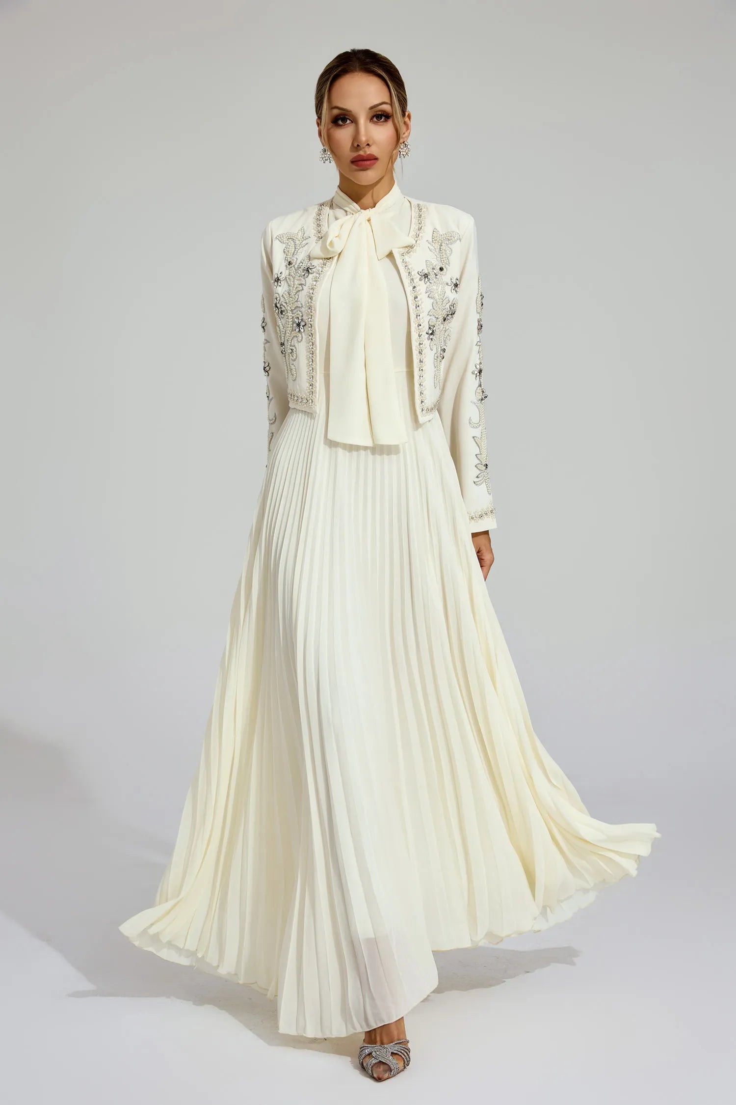 Vérène Embellished Pleated Gown Set