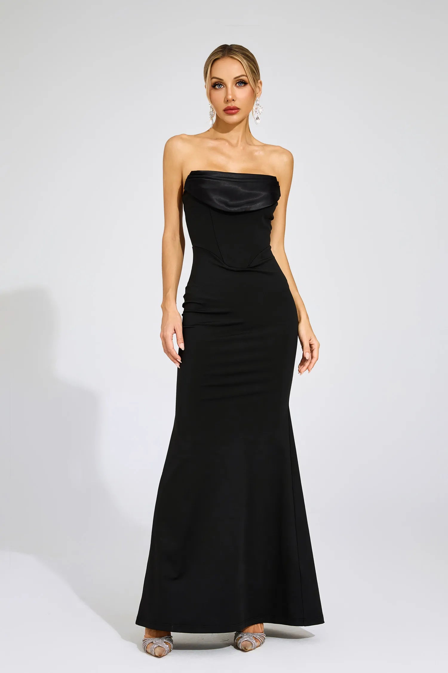 Sidonie Black Off Shoulder Bandage Maxi Dress