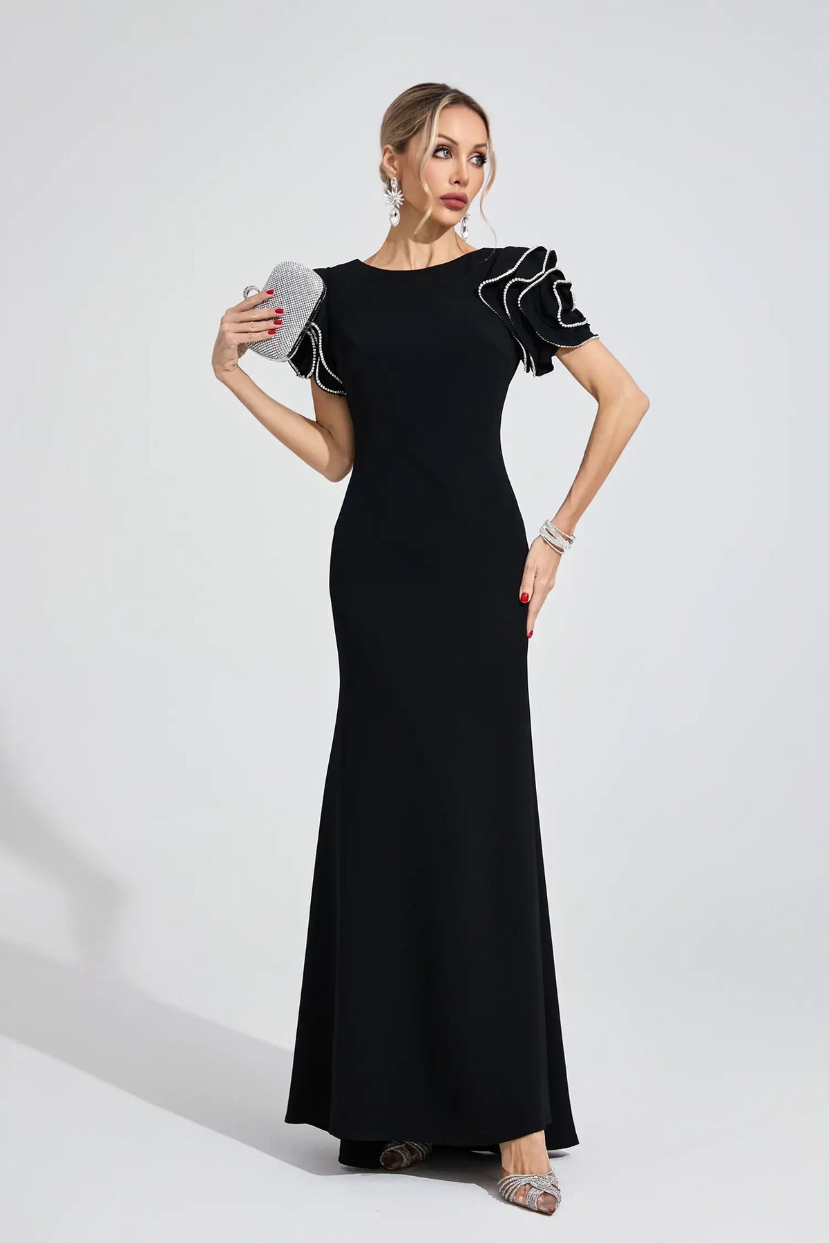 Maisy Black Open Back Maxi Dress
