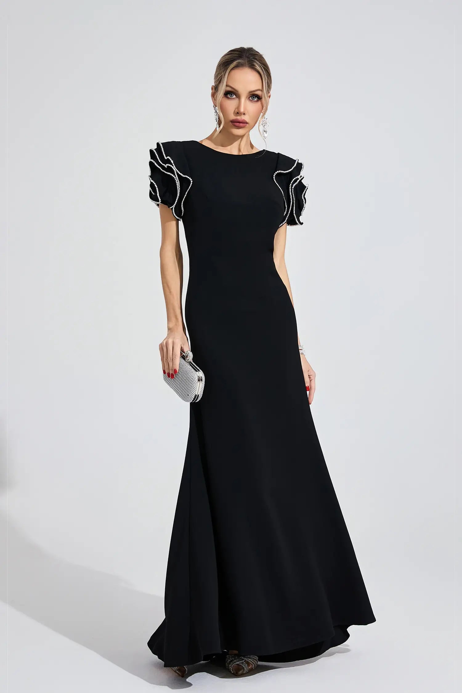 Maisy Black Open Back Maxi Dress