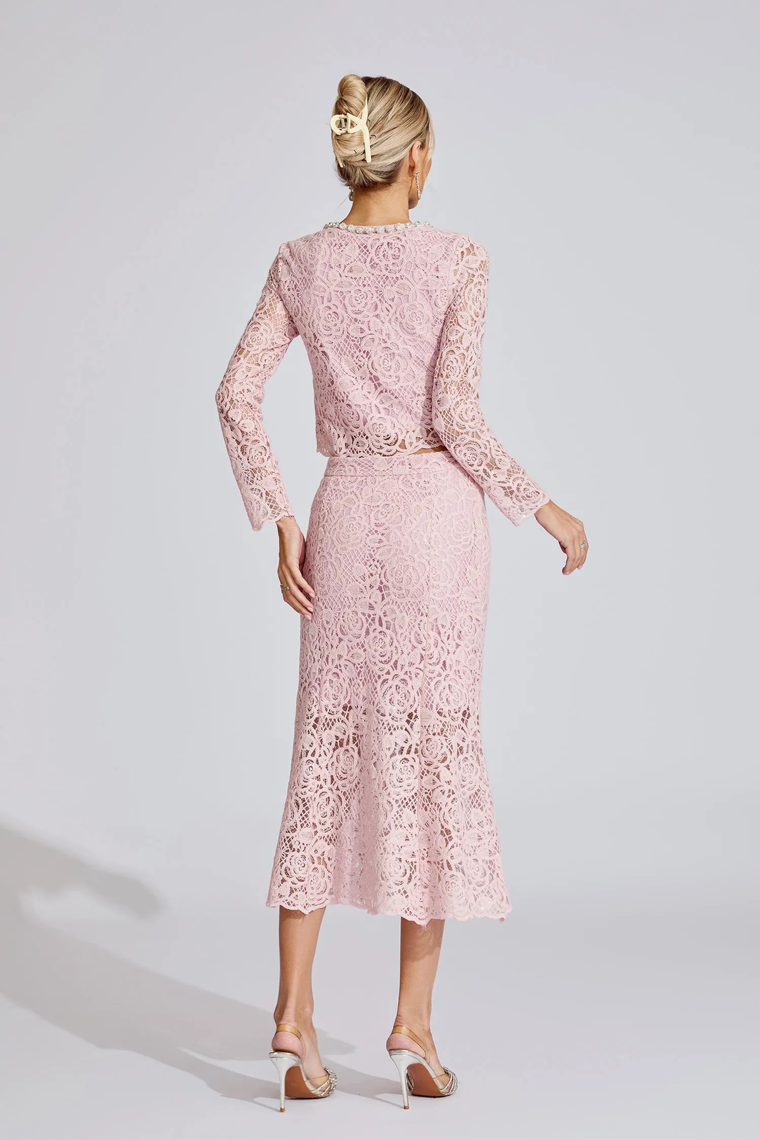 Renée Pink Diamond Embroidered Two-Piece Set