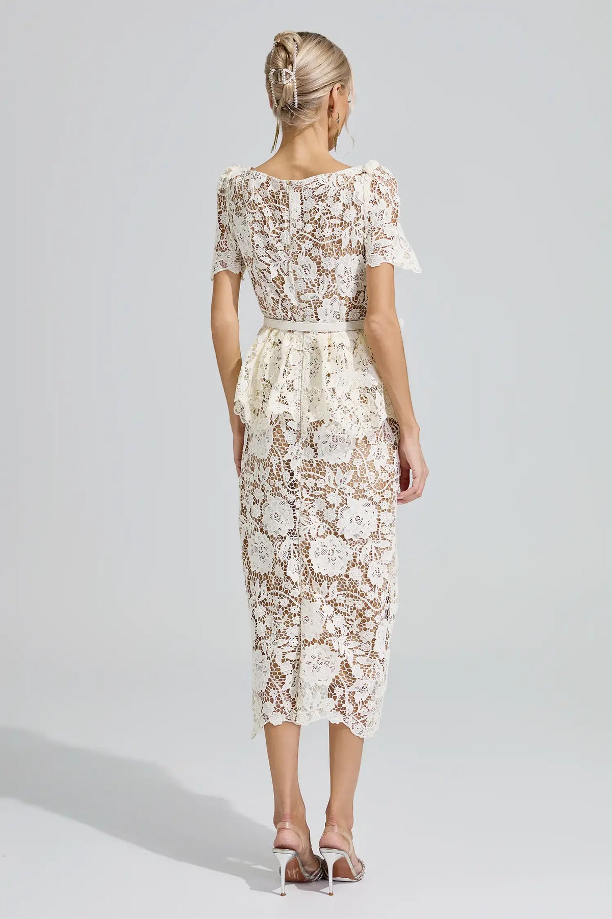Alouette White Lace Cocktail Midi Dress