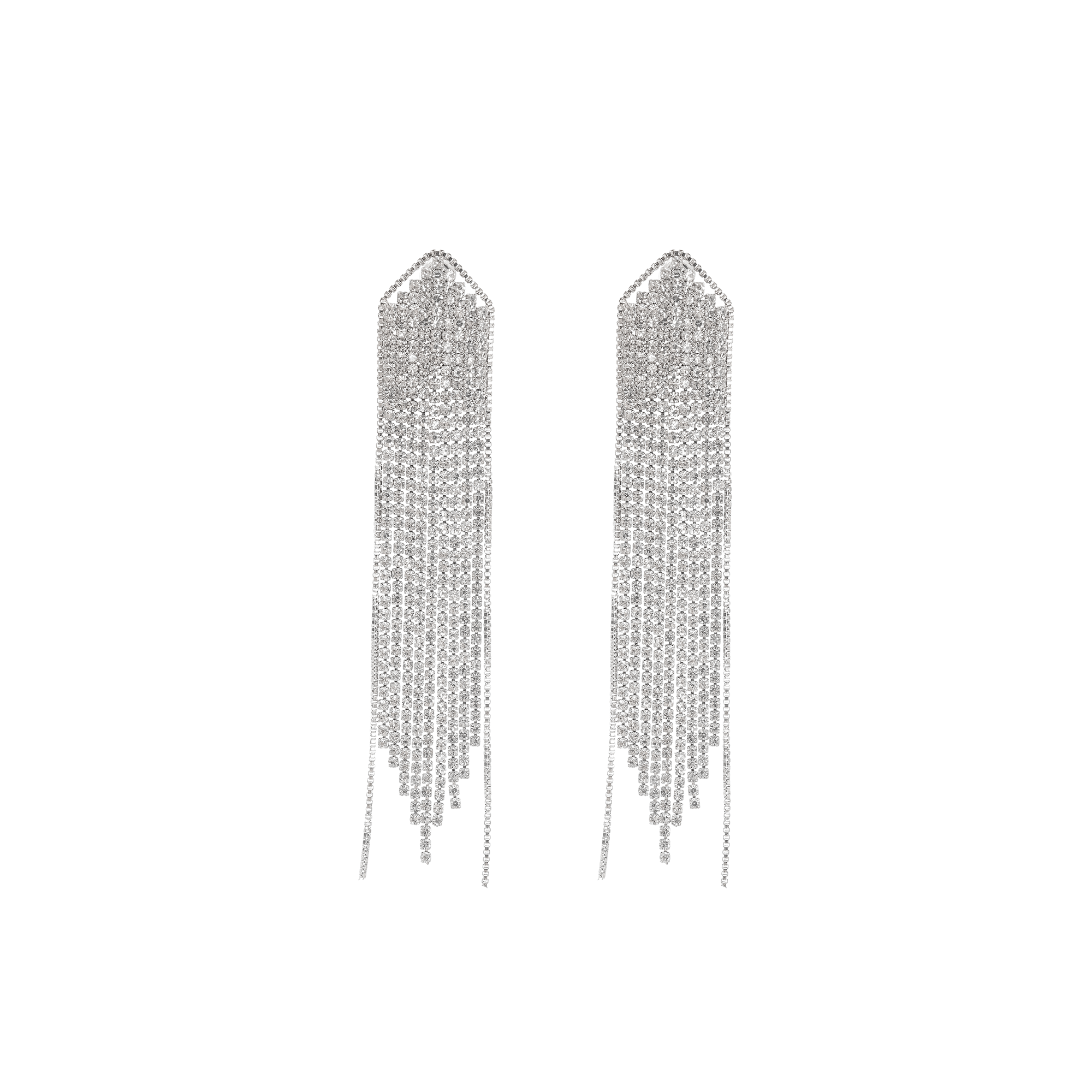 Silver-plated fringed drop earrings