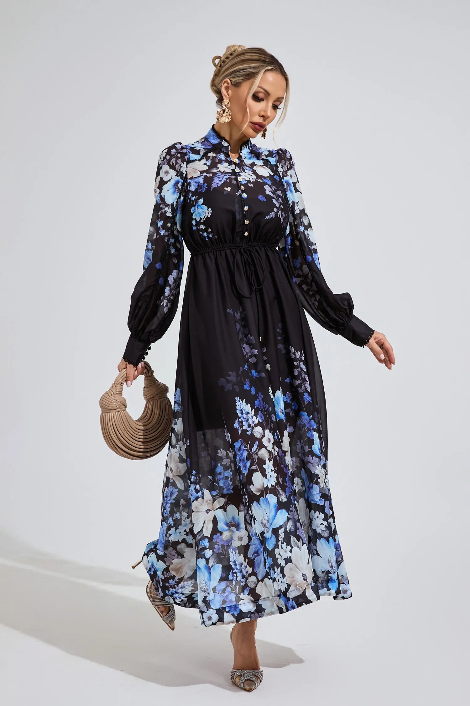 Mandy Black Floral Maxi Dress