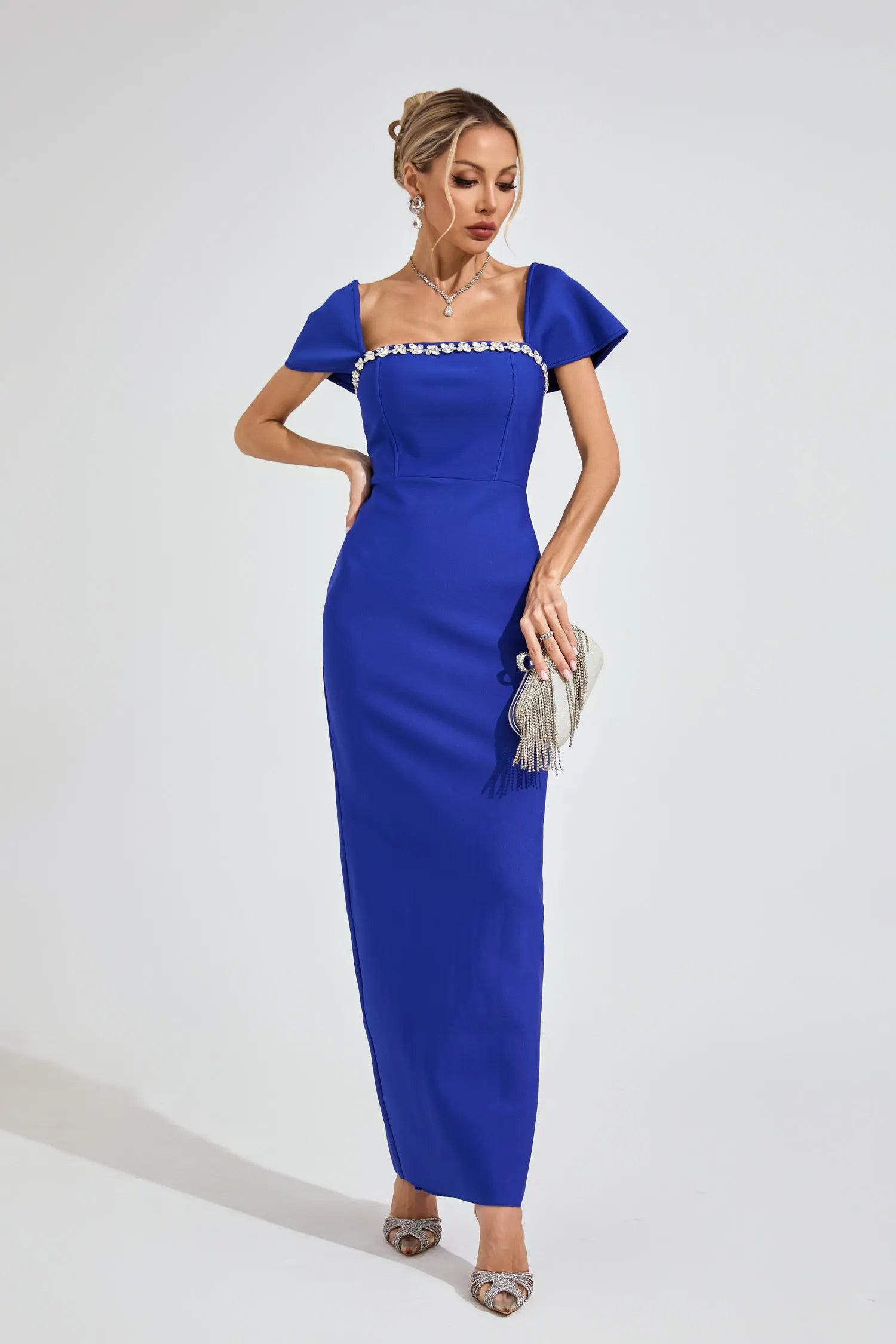 Lousia Blue Diamond Maxi Dress