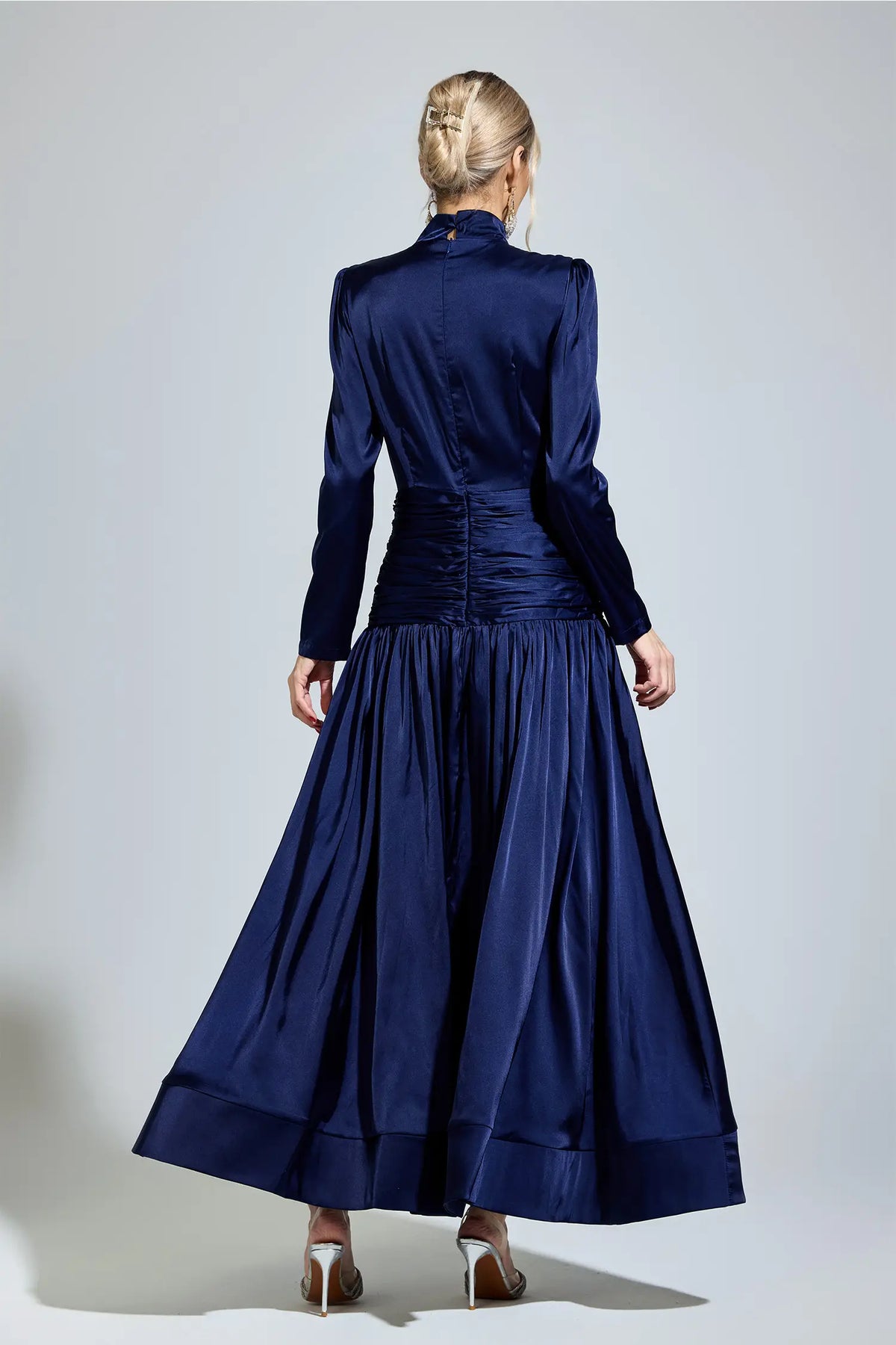 Millie Blue Diamond Long Sleeve Maxi Dress