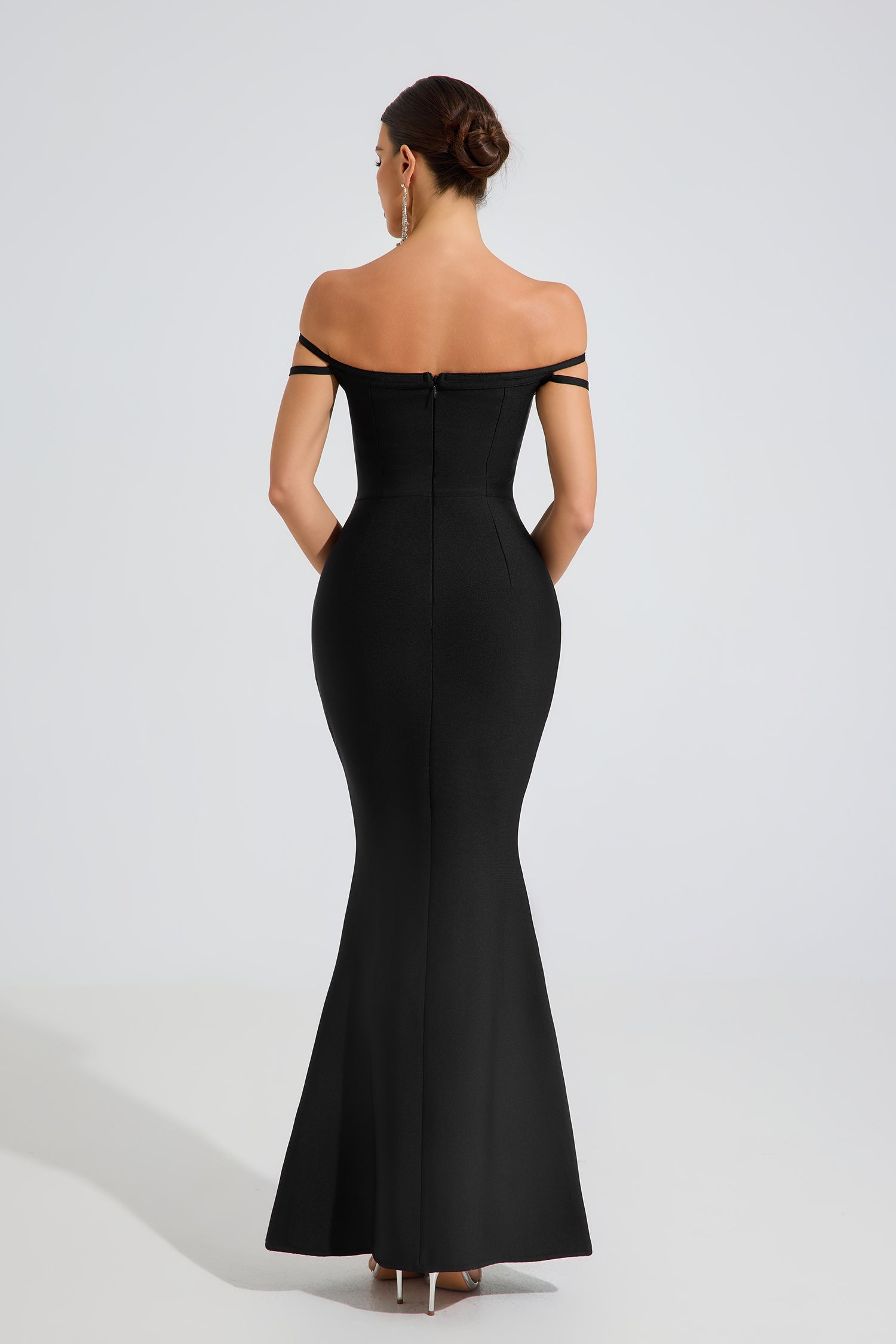 Clio Pearl Whisper Off-Shoulder Maxi Dress