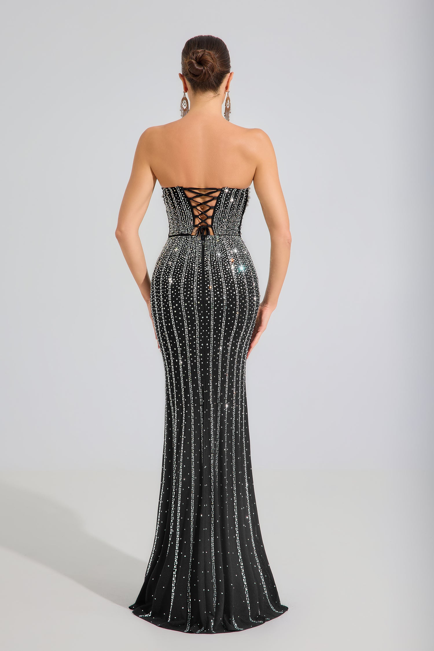Nyxel Midnight Radiance Crystal Maxi Dress
