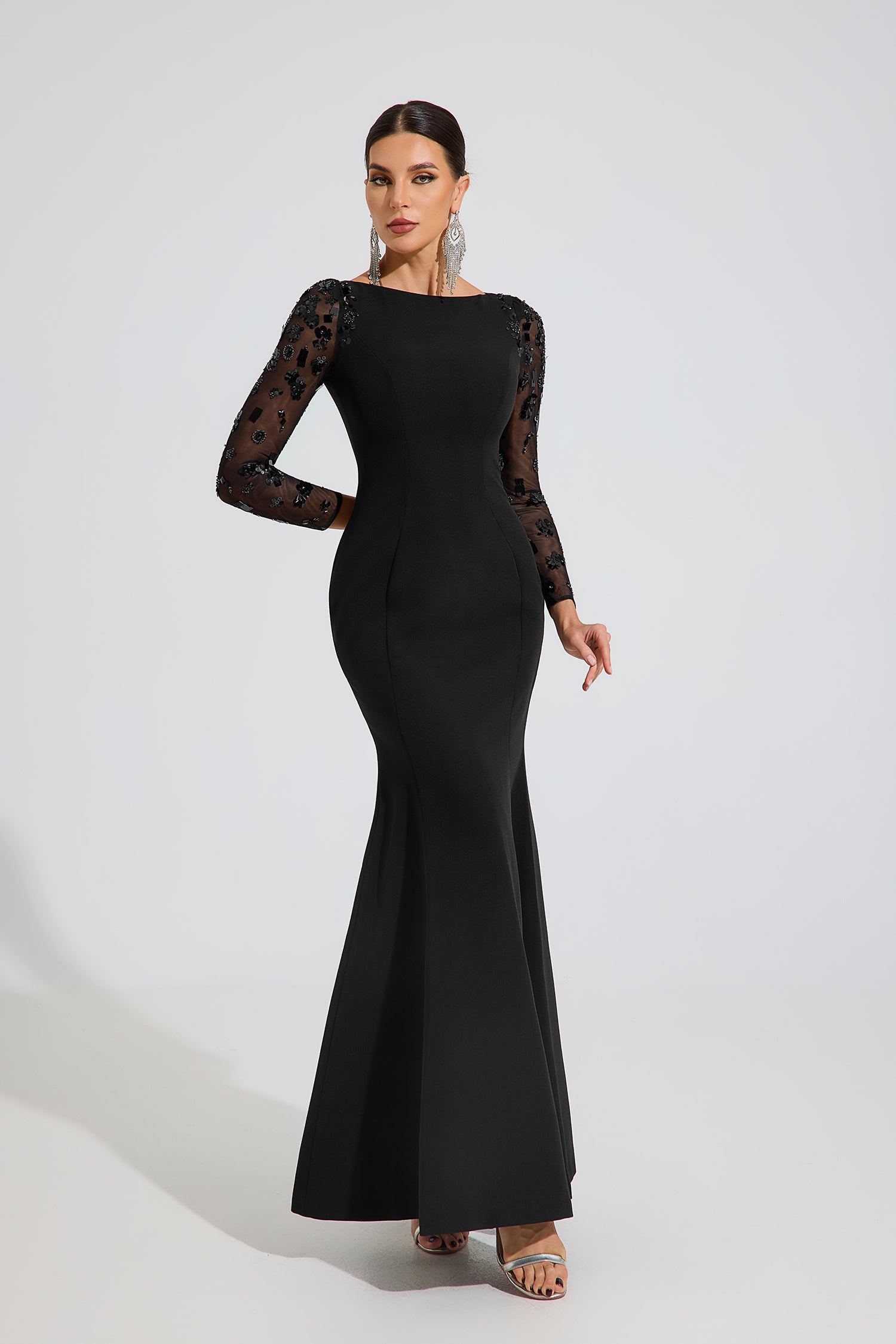 Rowan Black Embellished Elegance Maxi Dress