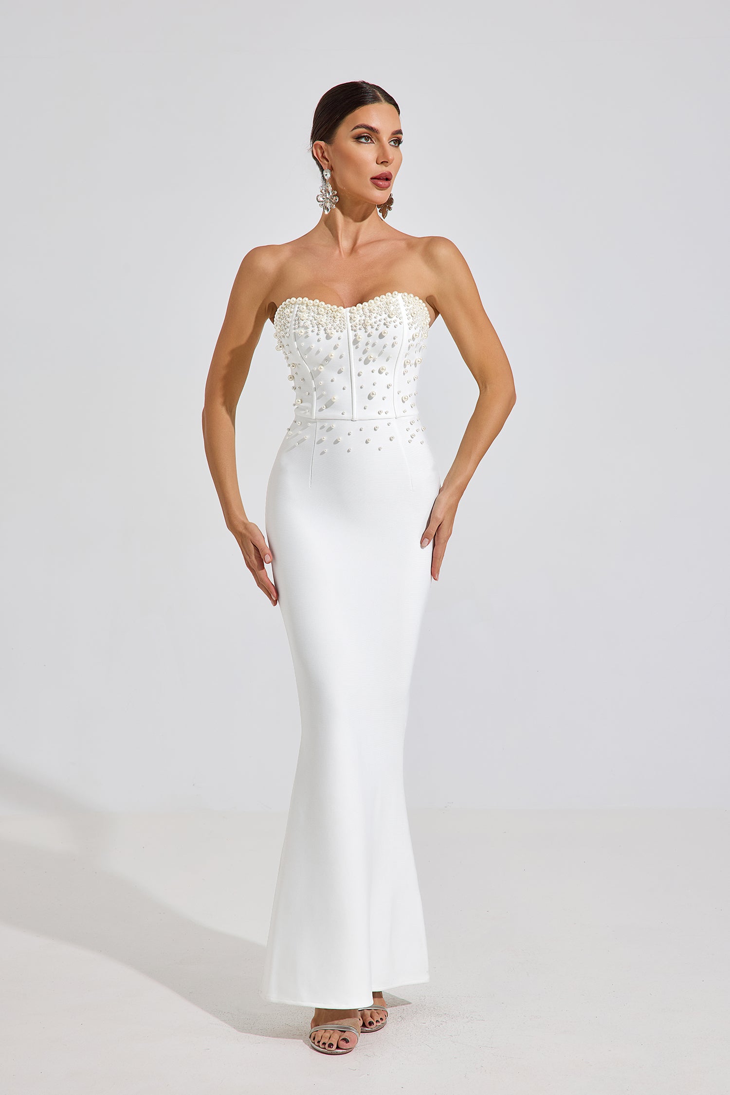 Ashcroft Pearl Radiance Strapless Maxi Dress