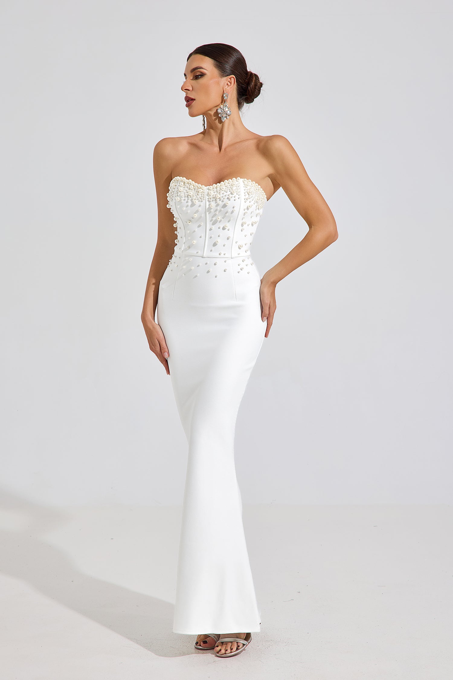 Ashcroft Pearl Radiance Strapless Maxi Dress