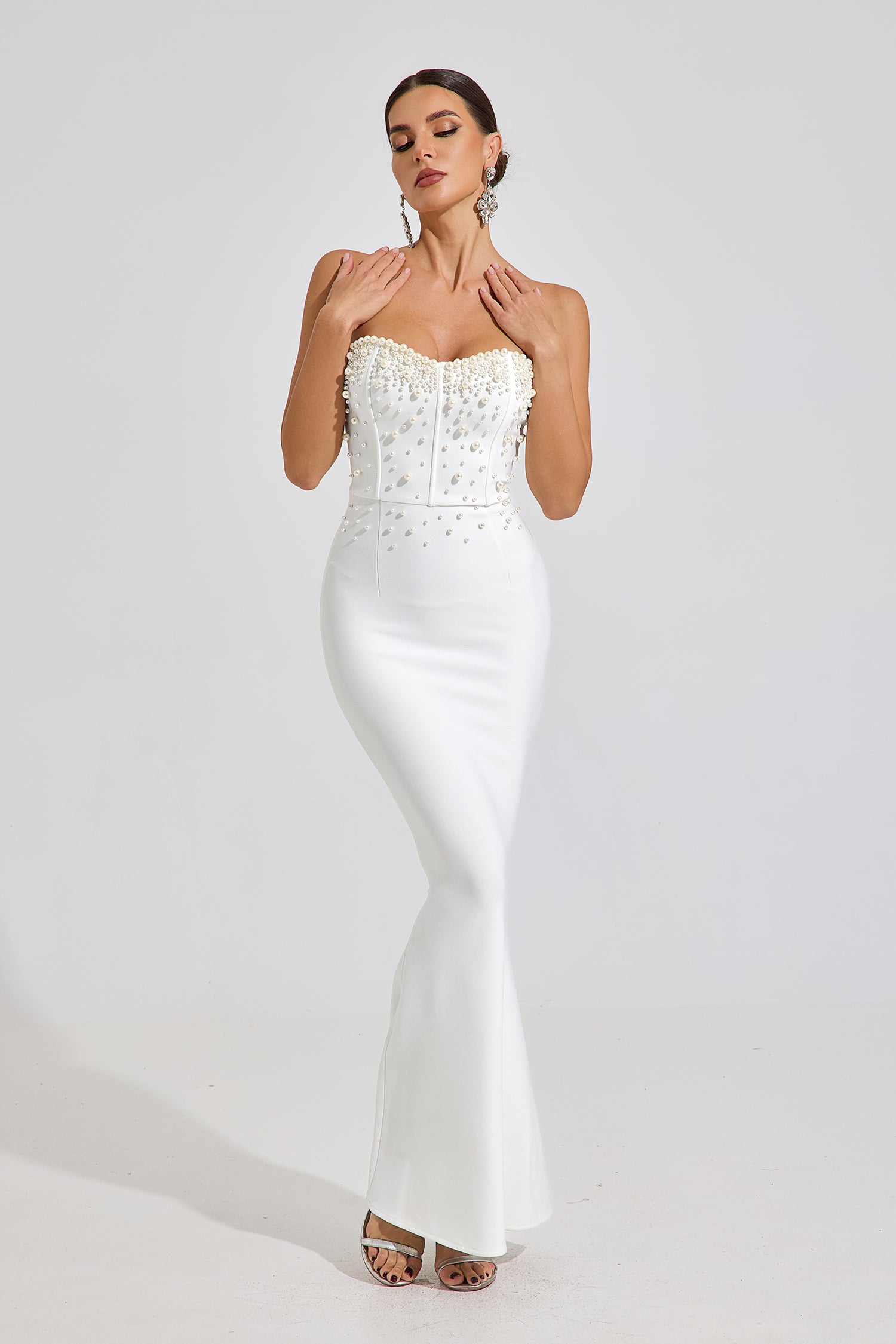 Ashcroft Pearl Radiance Strapless Maxi Dress