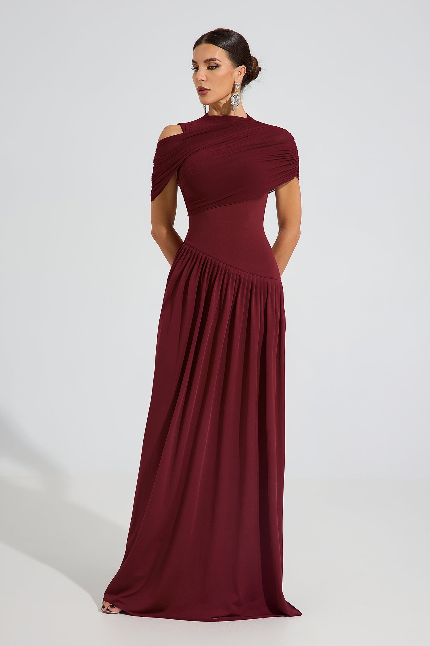 Lilith One-Shoulder Draped Evening Maxi Dress